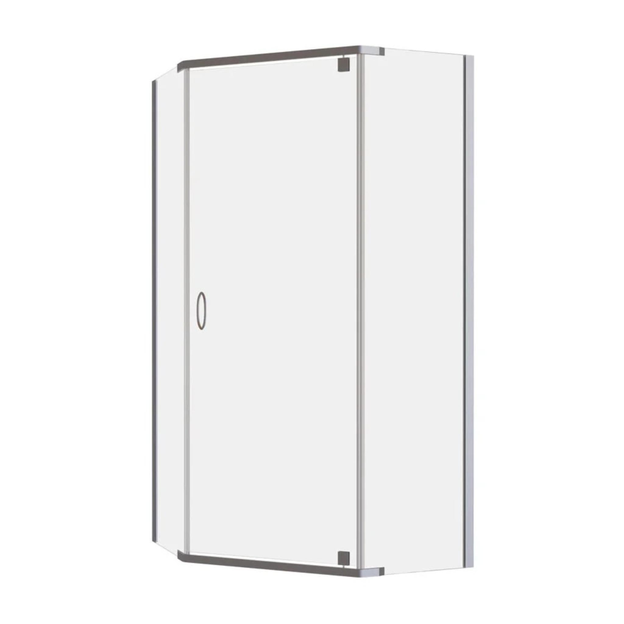DECINA CASCADE SEMI-FRAMELESS ANGLE PIVOT SHOWER SCREEN CHROME