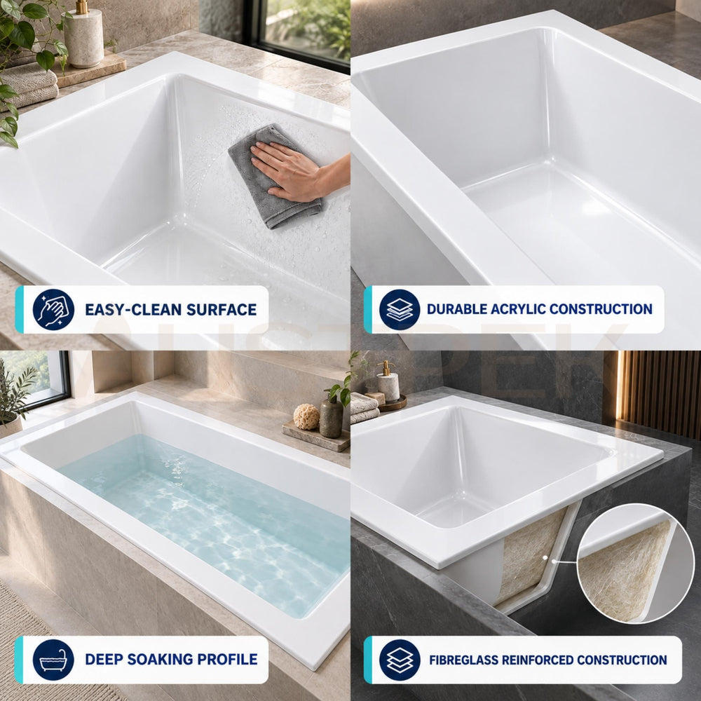 BROADWAY CATOLINA BUILT-IN BATH GLOSS WHITE (AVAILABLE IN 1550MM, 1680MM AND 1800MM)