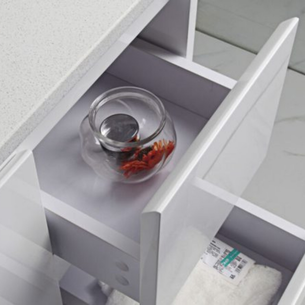 AULIC ALICE SATIN WHITE 600MM SINGLE BOWL WALL HUNG VANITY