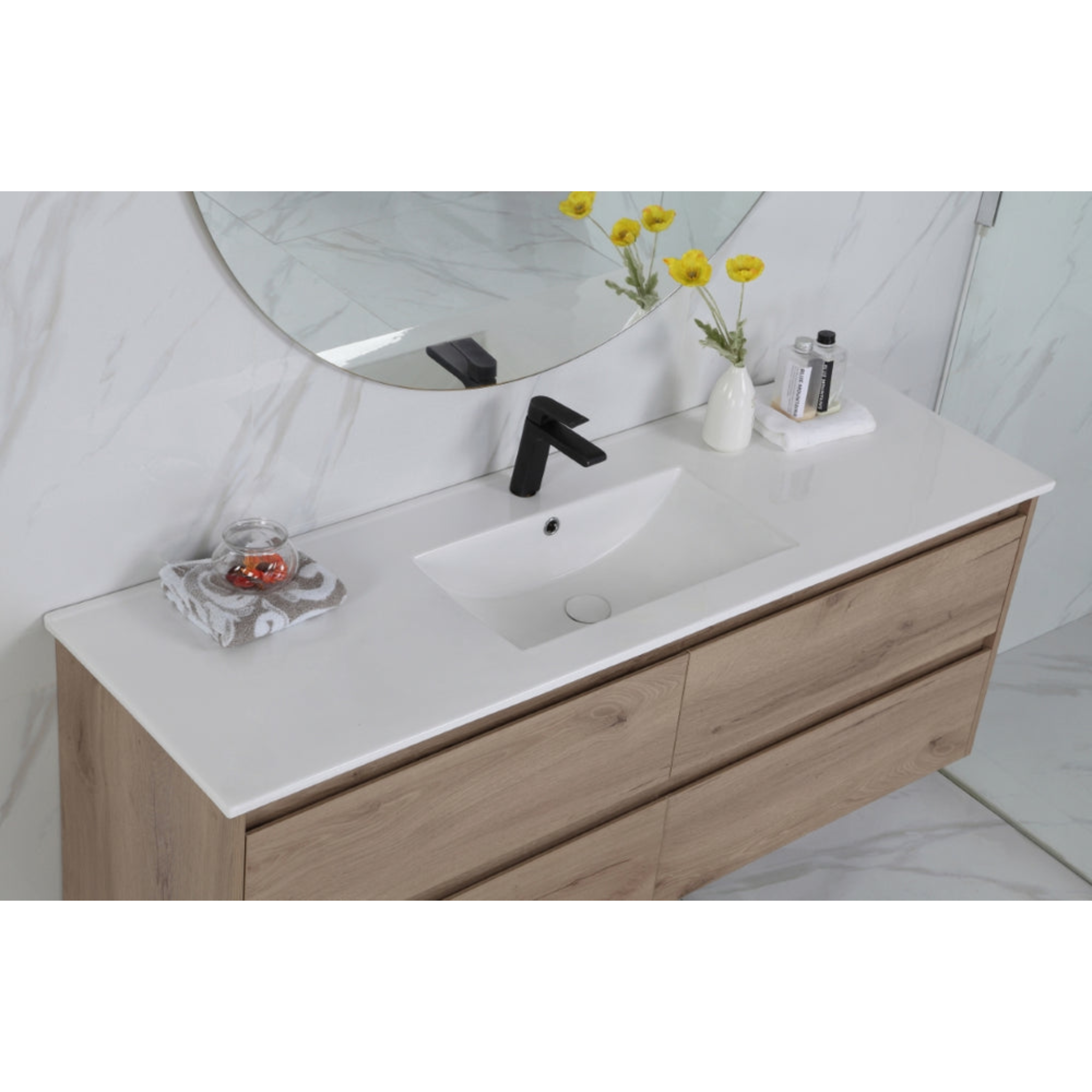 AULIC MAX WHITE OAK 1200MM SINGLE BOWL WALL HUNG VANITY