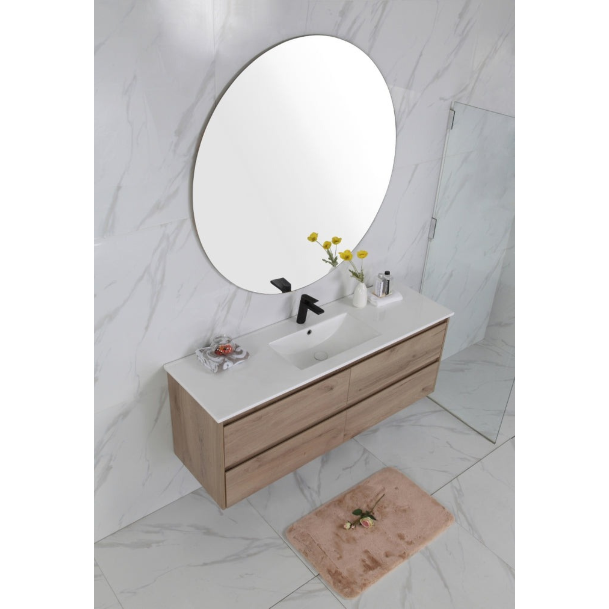 AULIC MAX WHITE OAK 1200MM SINGLE BOWL WALL HUNG VANITY