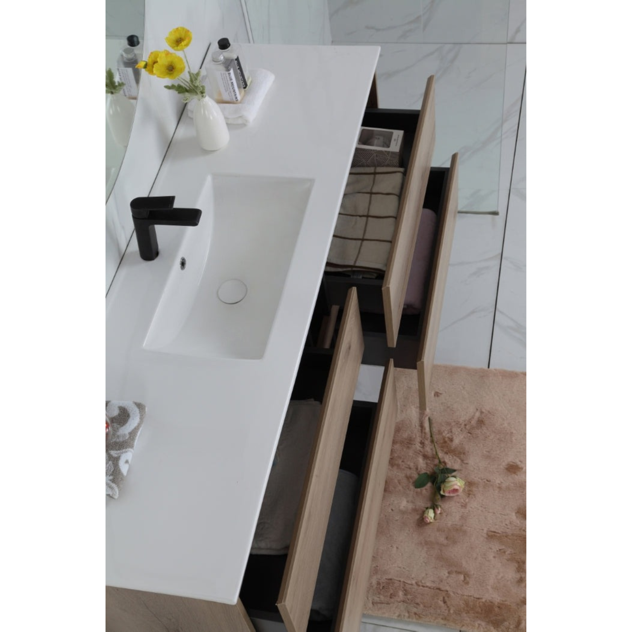 AULIC MAX WHITE OAK 1200MM SINGLE BOWL WALL HUNG VANITY