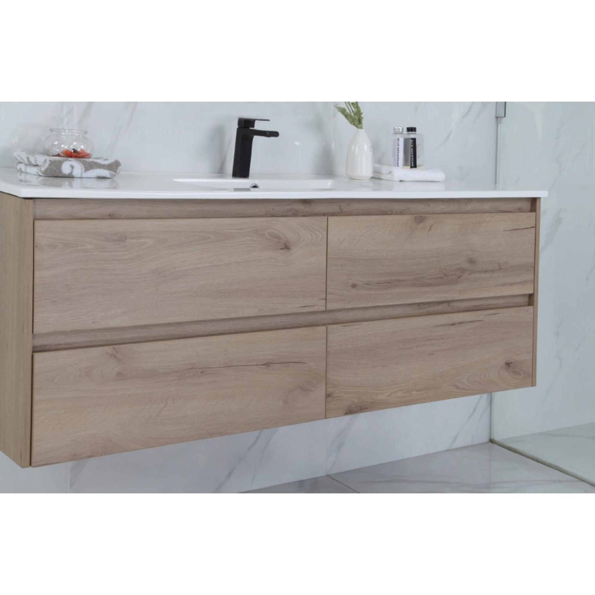 AULIC MAX WHITE OAK 1200MM SINGLE BOWL WALL HUNG VANITY