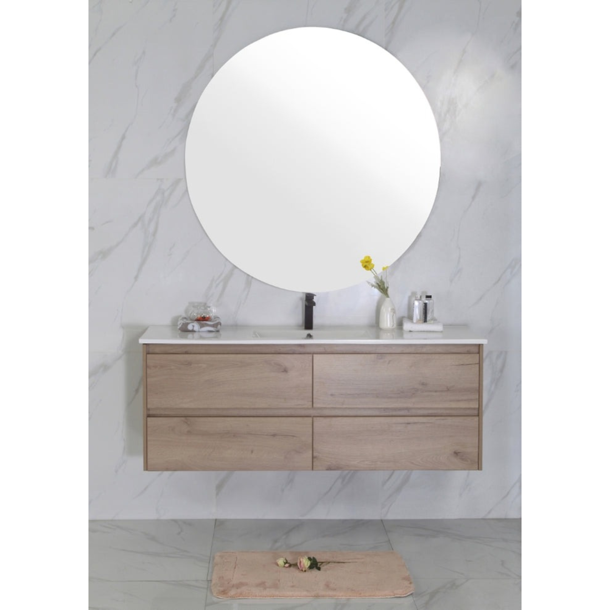AULIC MAX WHITE OAK 1200MM SINGLE BOWL WALL HUNG VANITY