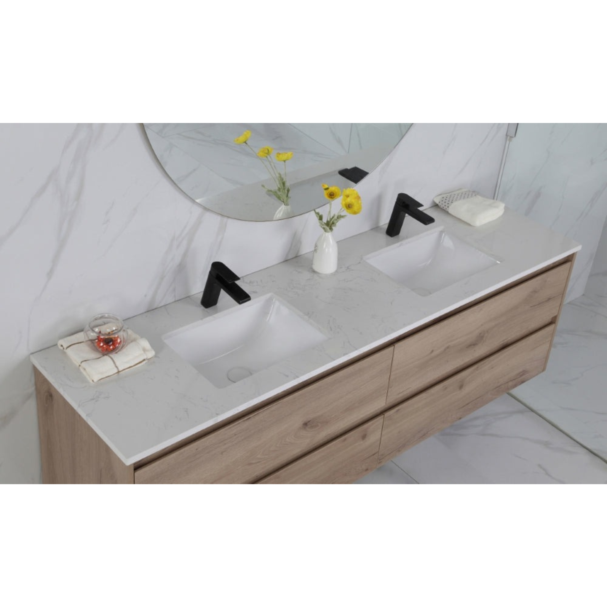 AULIC MAX WHITE OAK 1500MM DOUBLE BOWL WALL HUNG VANITY