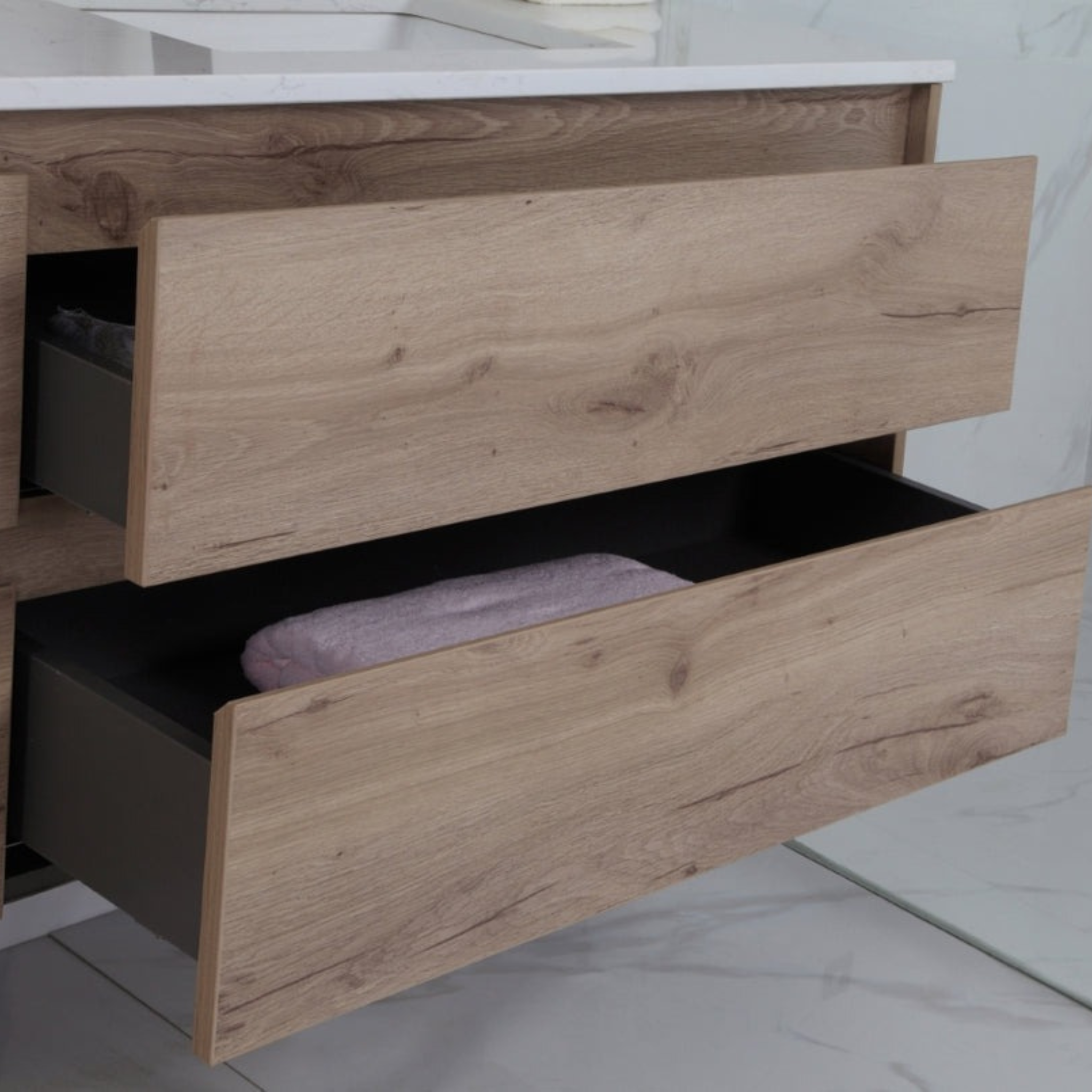 AULIC MAX WHITE OAK 1500MM DOUBLE BOWL WALL HUNG VANITY