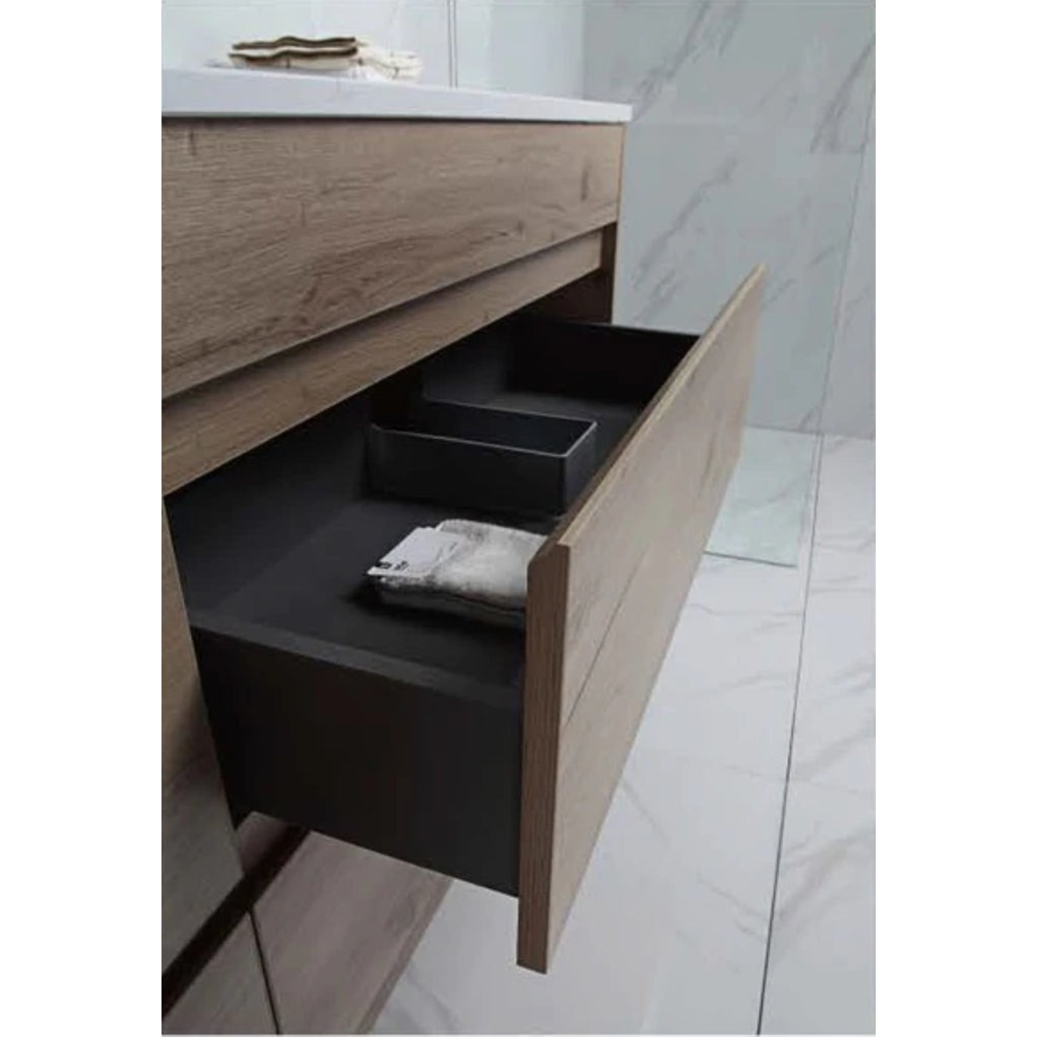 AULIC MAX WHITE OAK 1500MM SINGLE BOWL WALL HUNG VANITY