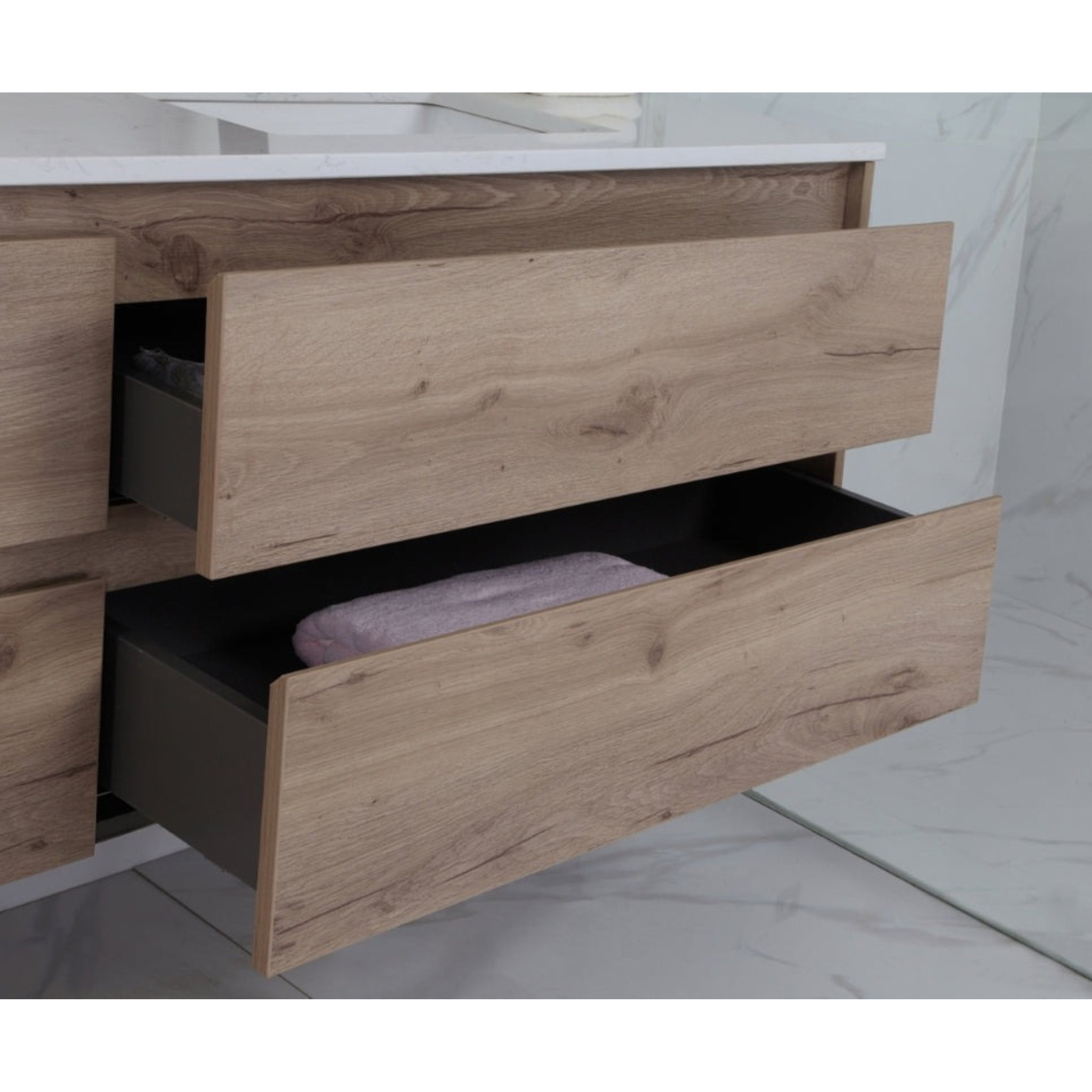 AULIC MAX WHITE OAK 1800MM DOUBLE BOWL WALL HUNG VANITY