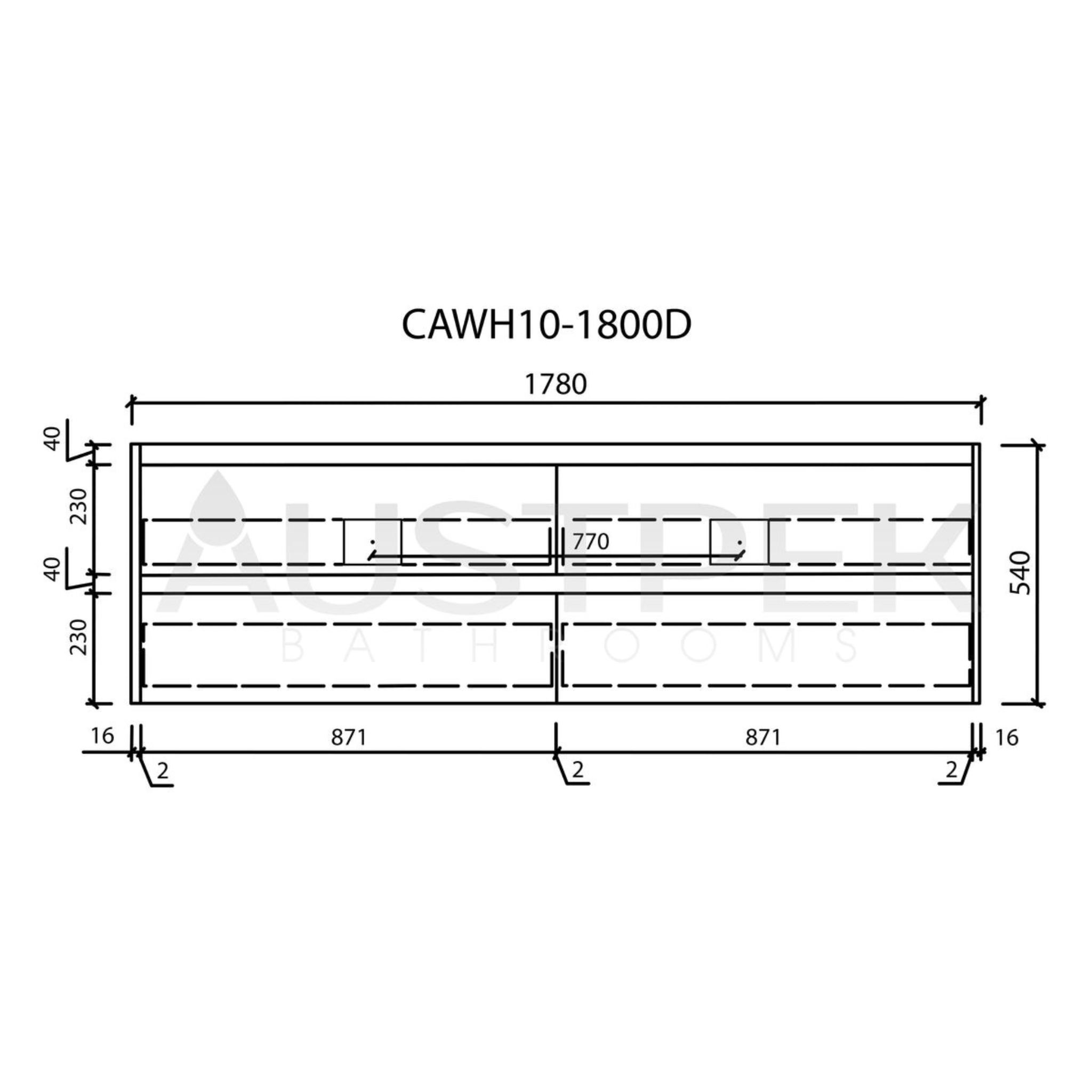 AULIC MAX WHITE OAK 1800MM DOUBLE BOWL WALL HUNG VANITY