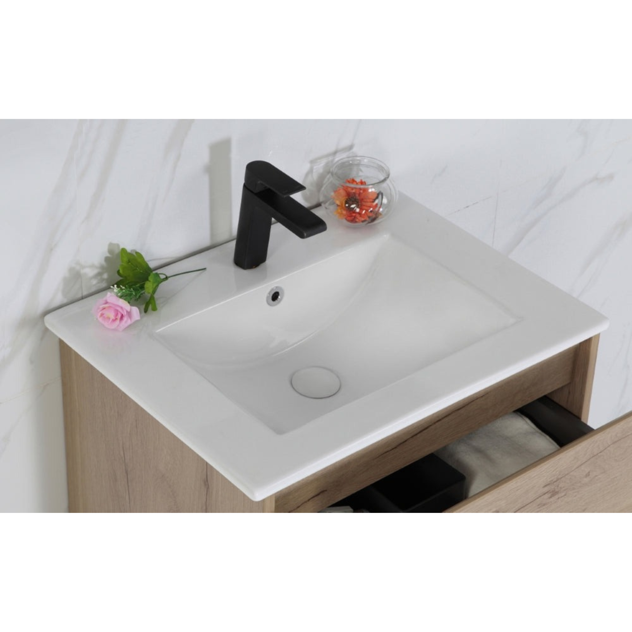 AULIC MAX WHITE OAK 600MM SINGLE BOWL WALL HUNG VANITY