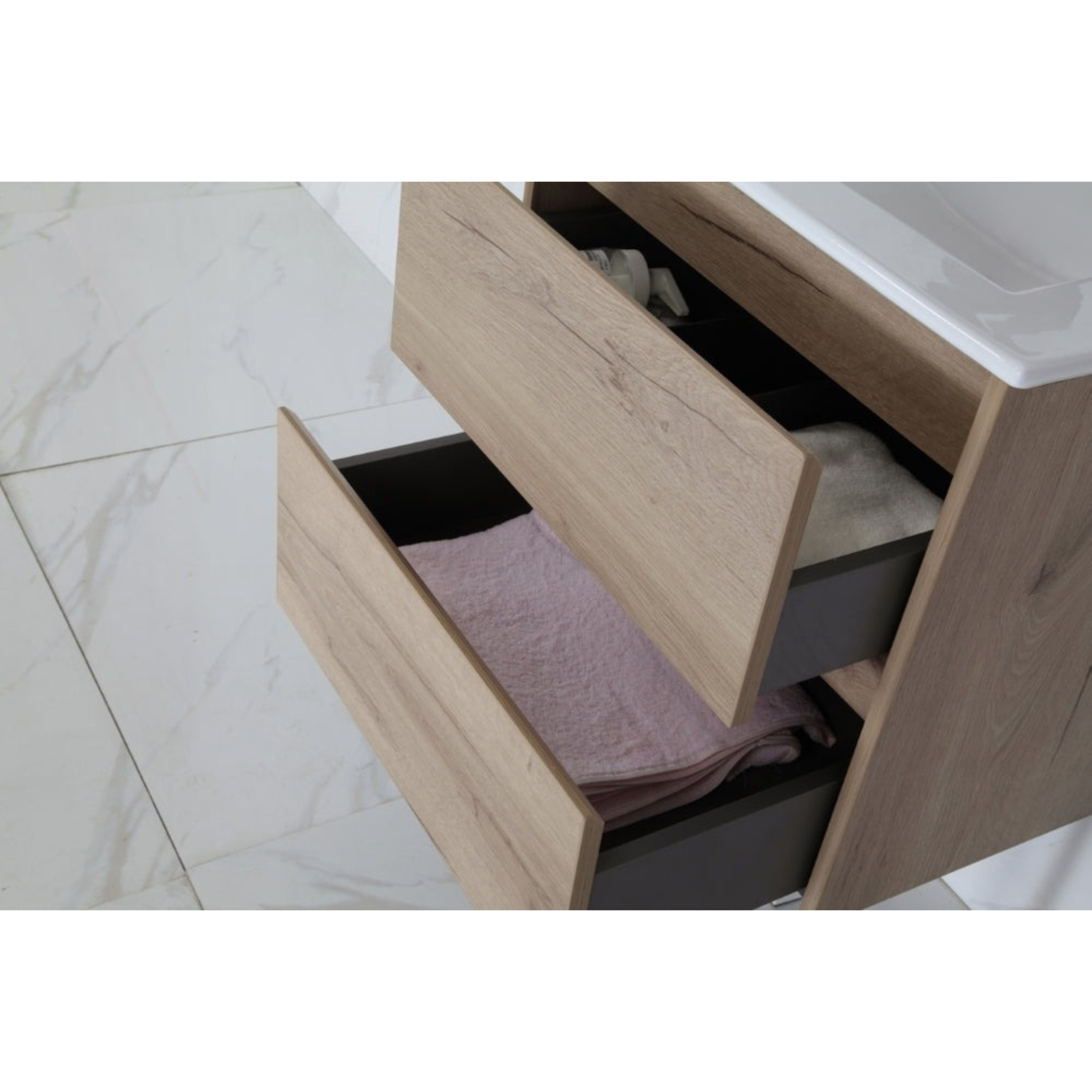 AULIC MAX WHITE OAK 600MM SINGLE BOWL WALL HUNG VANITY