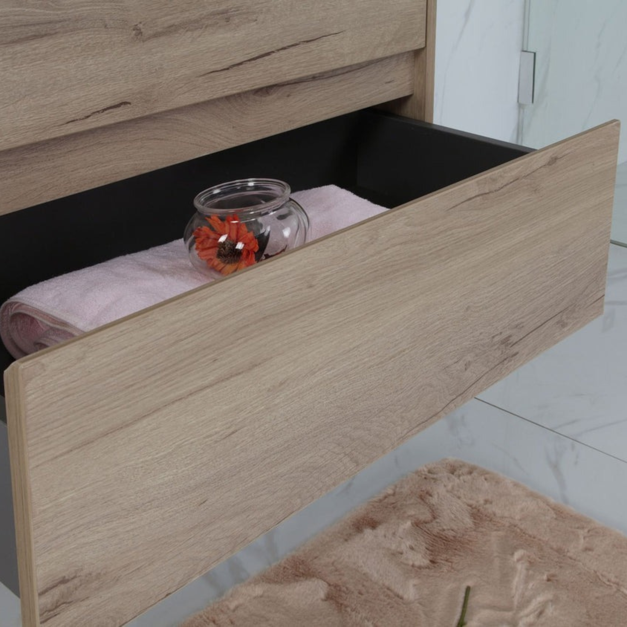 AULIC MAX WHITE OAK 750MM SINGLE BOWL WALL HUNG VANITY