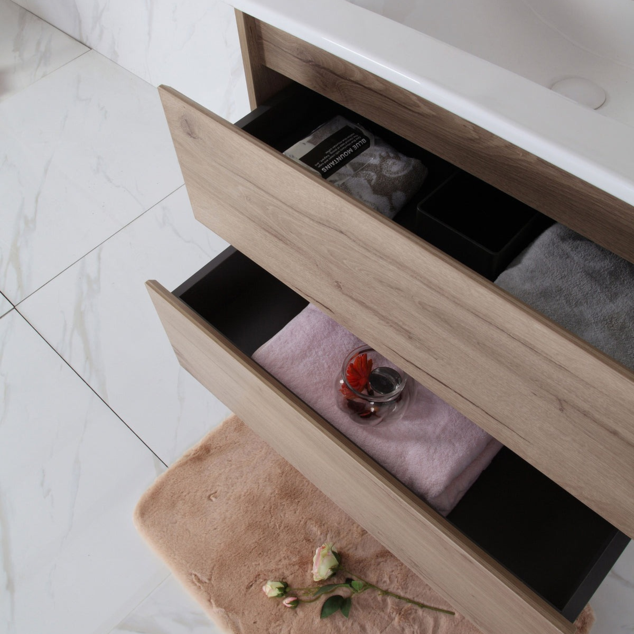 AULIC MAX WHITE OAK 750MM SINGLE BOWL WALL HUNG VANITY