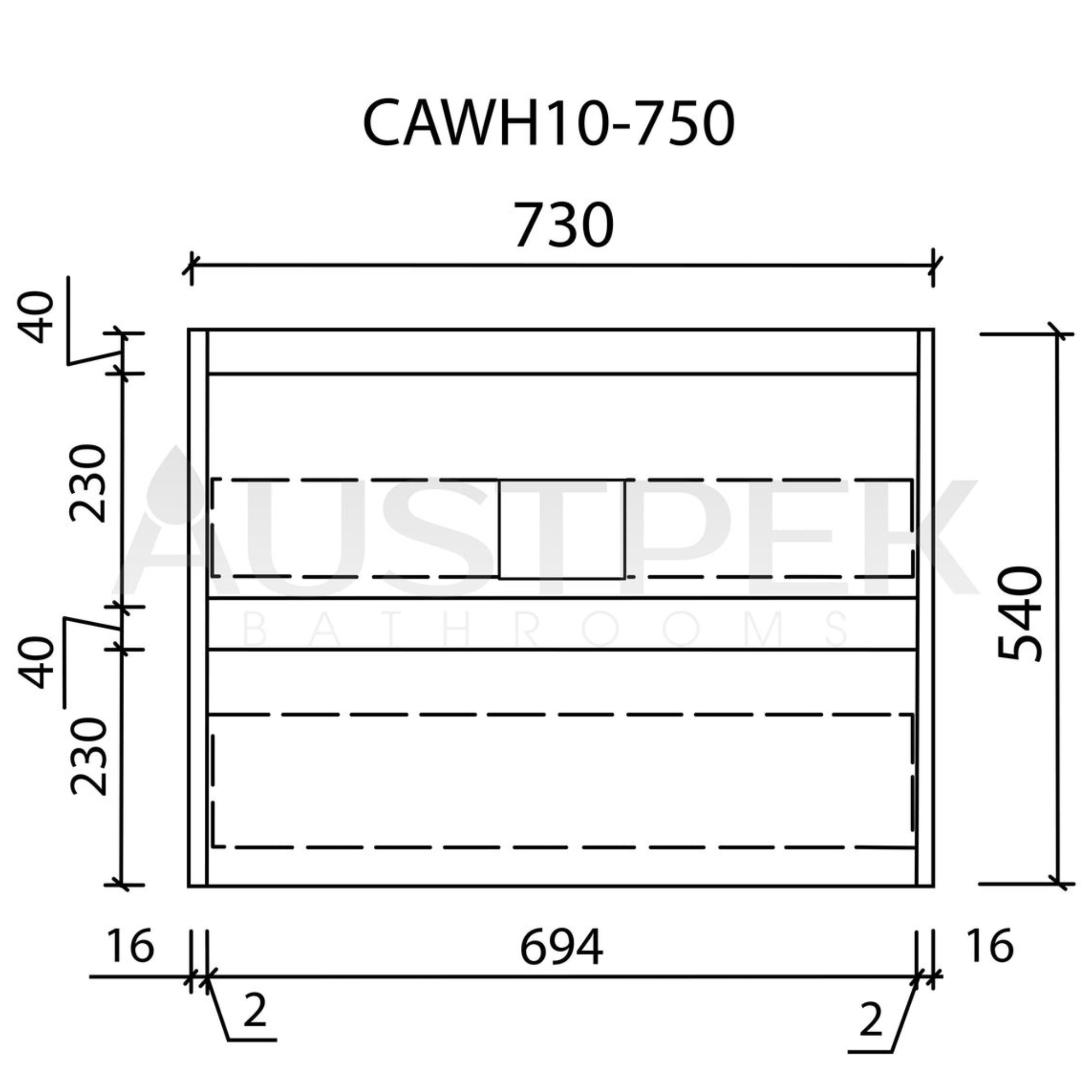 AULIC MAX WHITE OAK 750MM SINGLE BOWL WALL HUNG VANITY