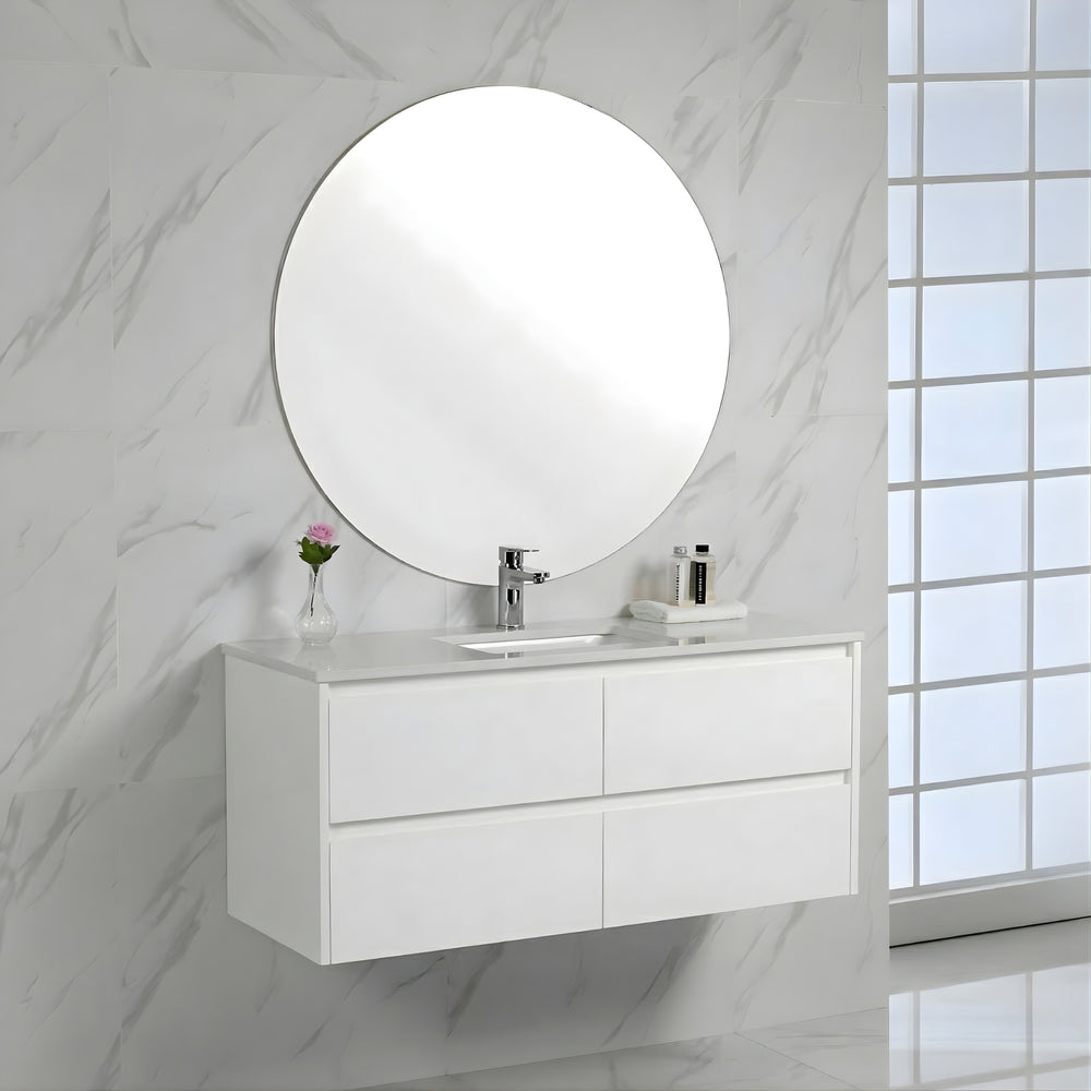 AULIC LEONA GLOSS WHITE 900MM SINGLE BOWL WALL HUNG VANITY