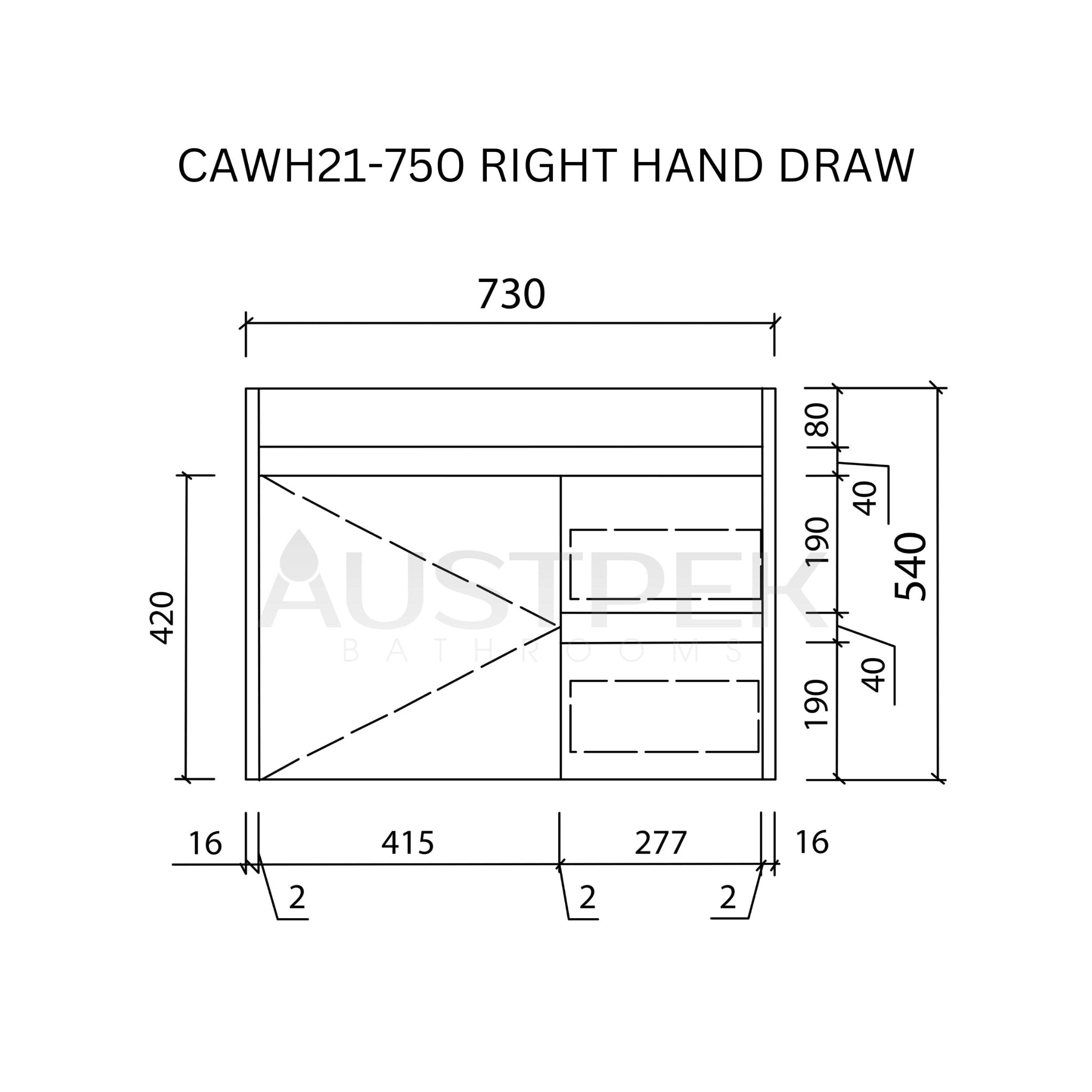 AULIC YORK WHITE OAK 750MM SPACE SAVING SINGLE BOWL WALL HUNG VANITY