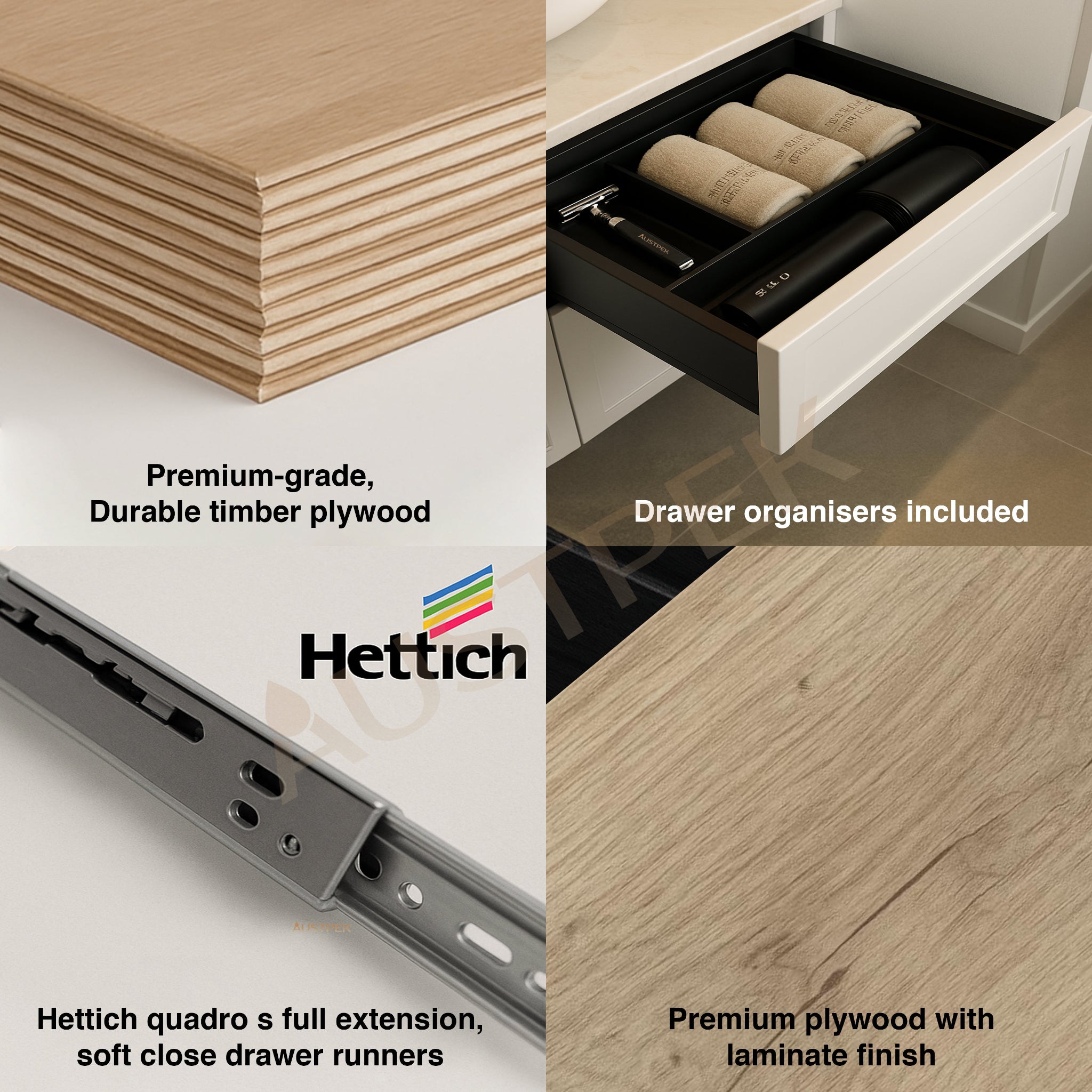 AULIC HAMILTON WHITE OAK 1500MM DOUBLE BOWL WALL HUNG VANITY