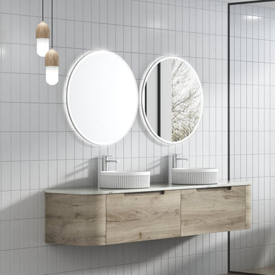 AULIC HAMILTON WHITE OAK 1800MM DOUBLE BOWL WALL HUNG VANITY