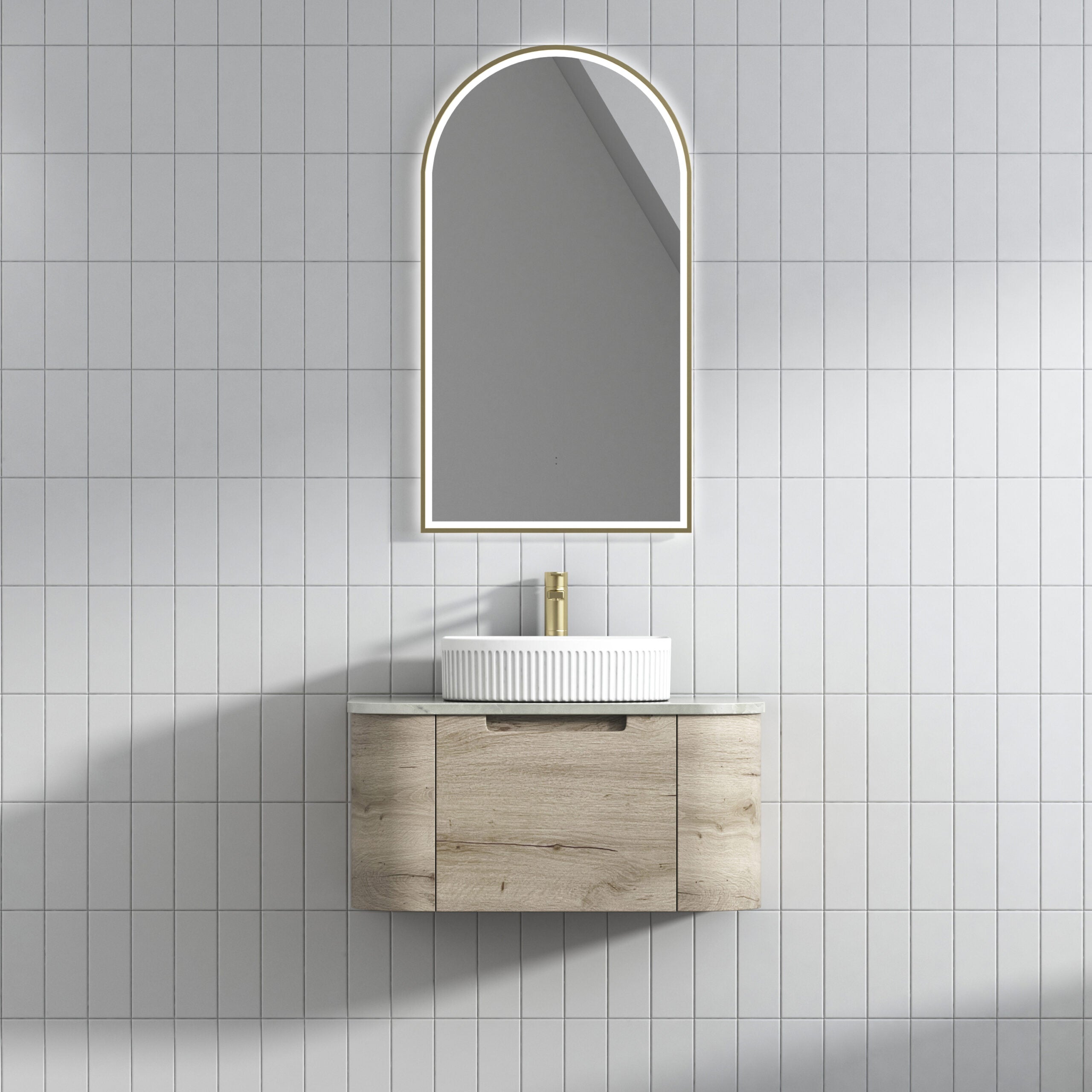 AULIC HAMILTON WHITE OAK 750MM SINGLE BOWL WALL HUNG VANITY