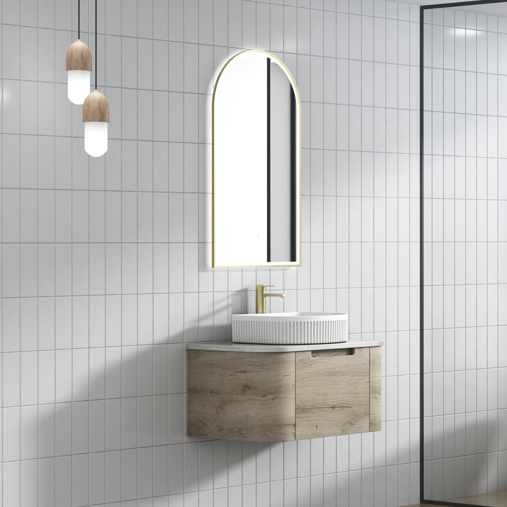 AULIC HAMILTON WHITE OAK 750MM SINGLE BOWL WALL HUNG VANITY