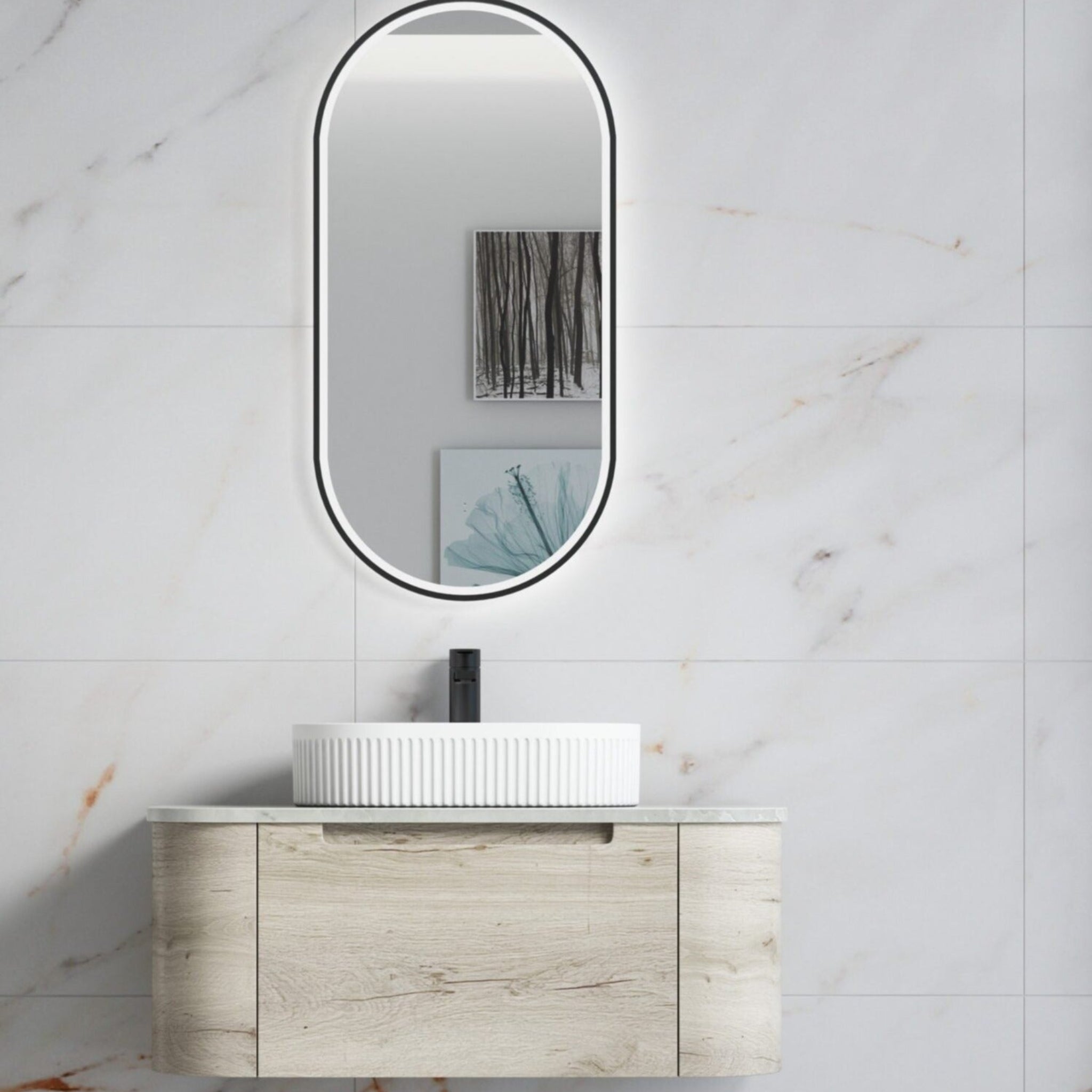 AULIC HAMILTON WHITE OAK 900MM WALL HUNG VANITY