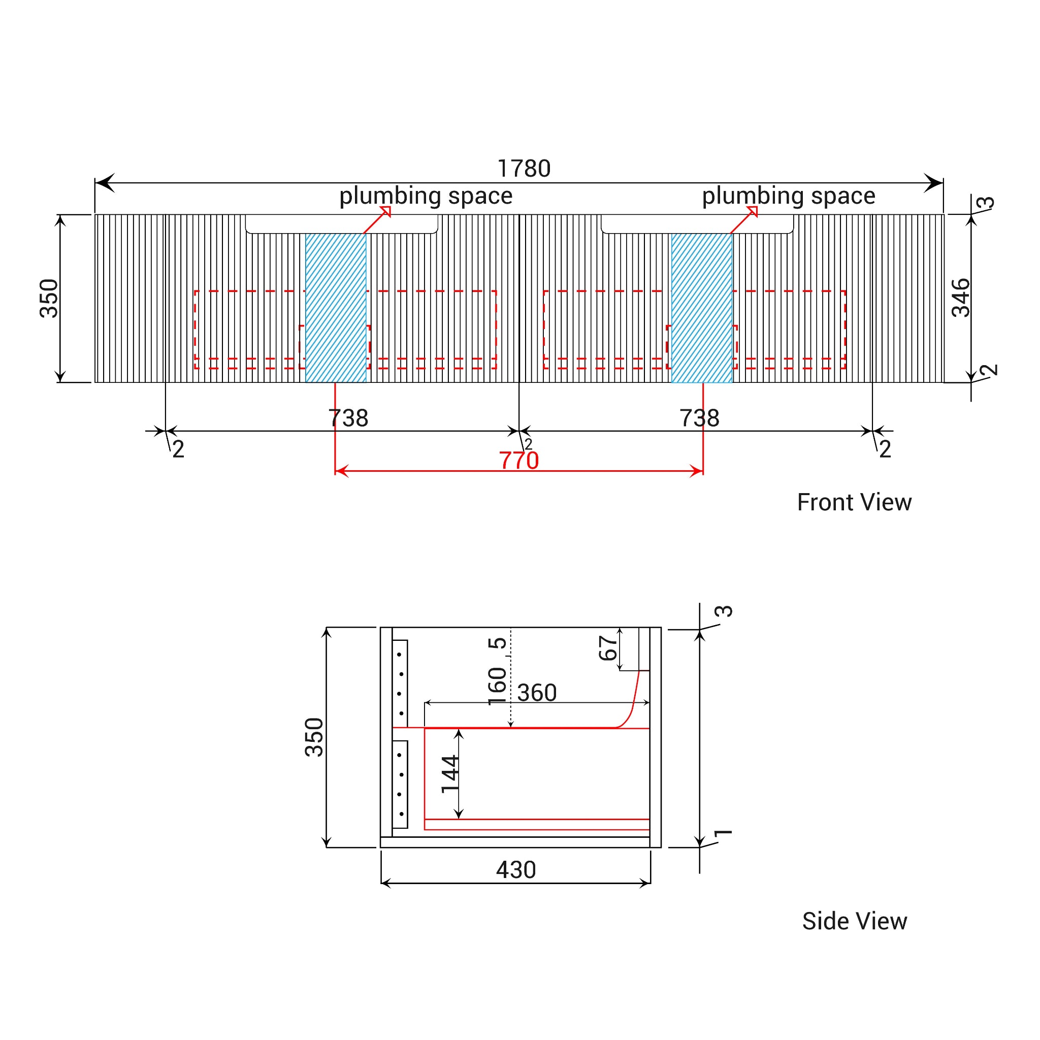 AULIC PETRA MARK II CURVED MATTE WHITE 1800MM DOUBLE BOWL WALL HUNG VANITY