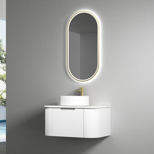 AULIC PETRA MARK II CURVED MATTE WHITE 750MM SINGLE BOWL WALL HUNG VANITY