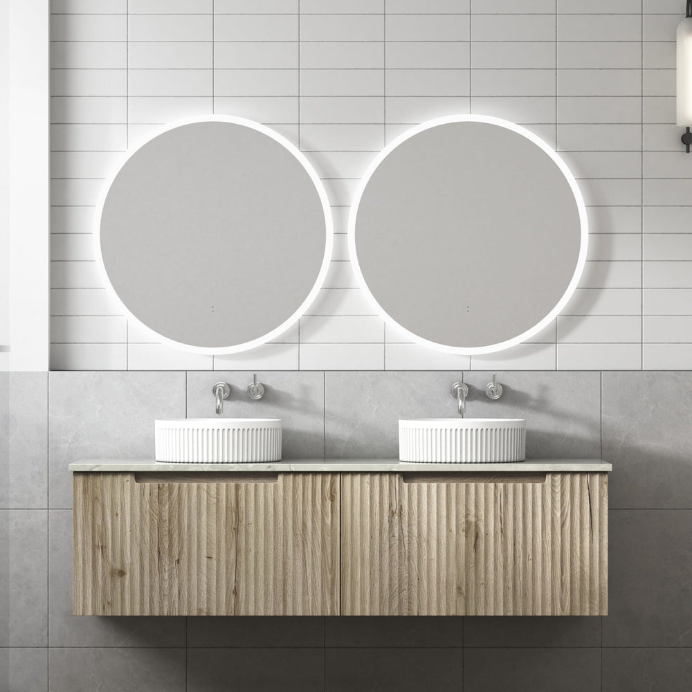 AULIC TUSCANA WOOD GRAIN 1500MM DOUBLE BOWL WALL HUNG VANITY