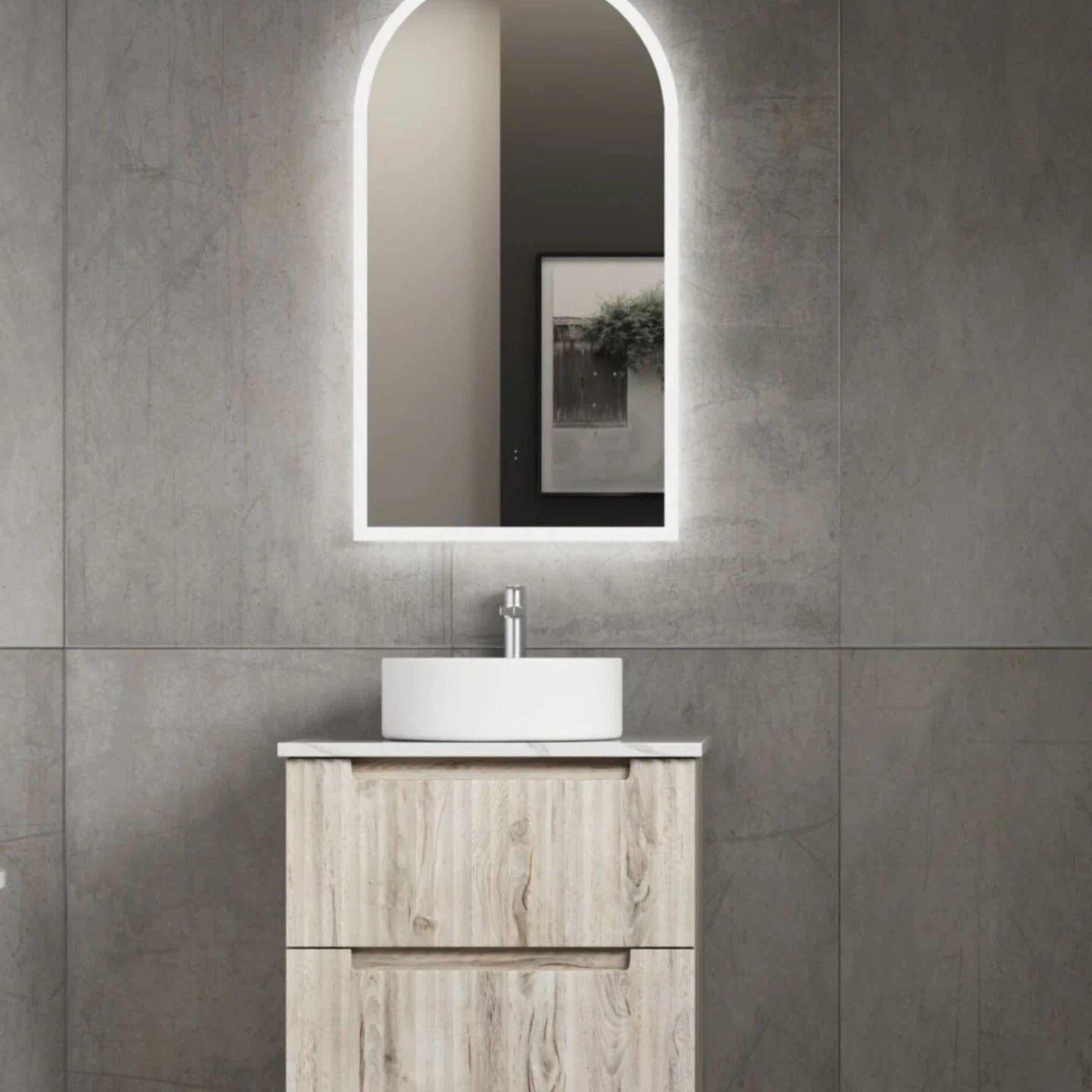 AULIC TUSCANA WOOD GRAIN 600MM SINGLE BOWL WALL HUNG VANITY