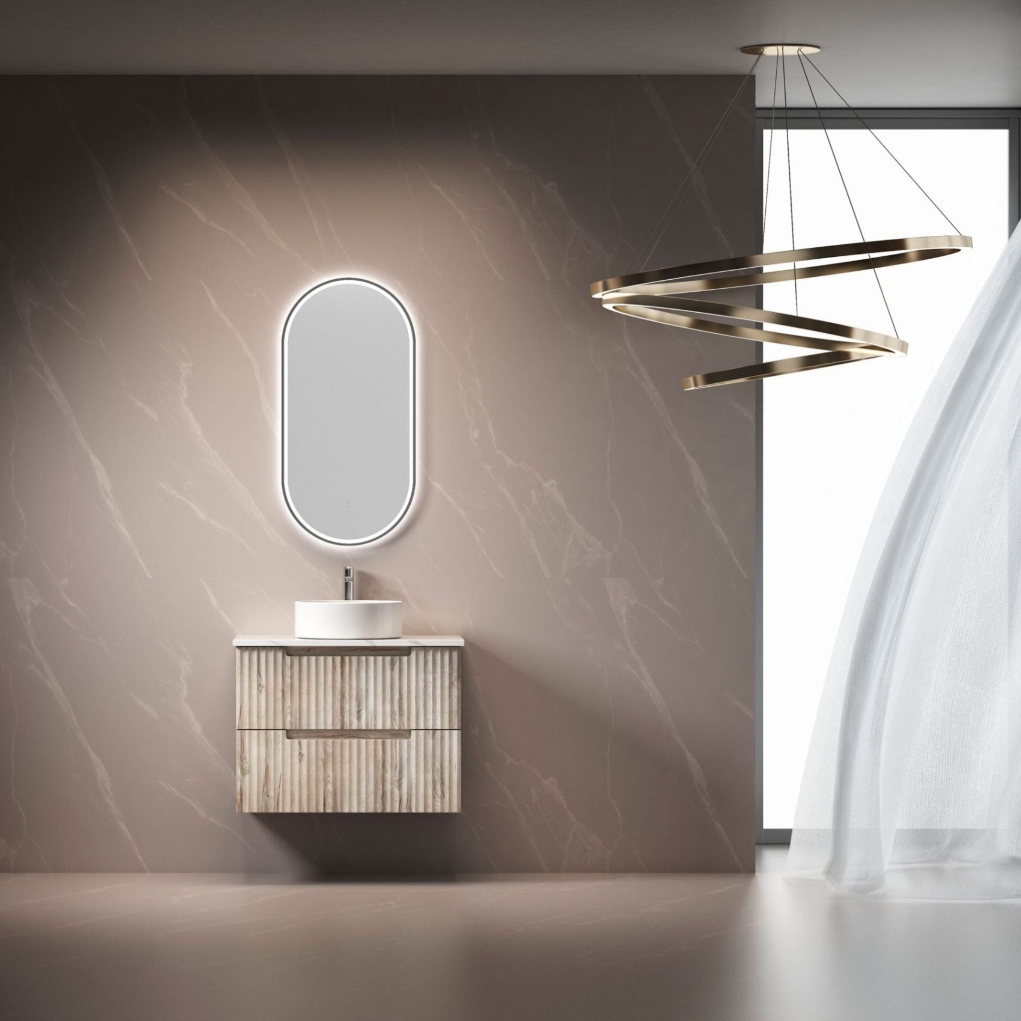 AULIC TUSCANA WOOD GRAIN 750MM SINGLE BOWL WALL HUNG VANITY