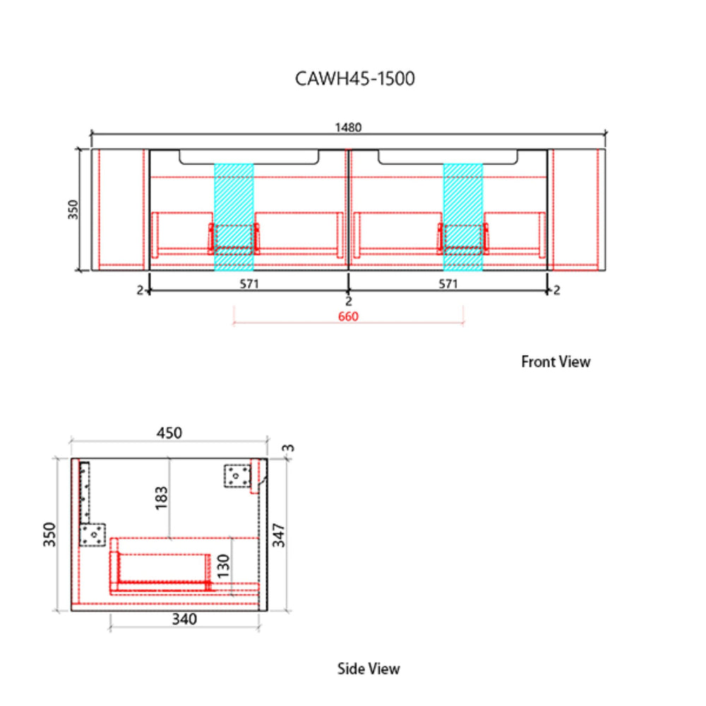 AULIC SAVIO MATTE WHITE 1500MM DOUBLE BOWL WALL HUNG VANITY
