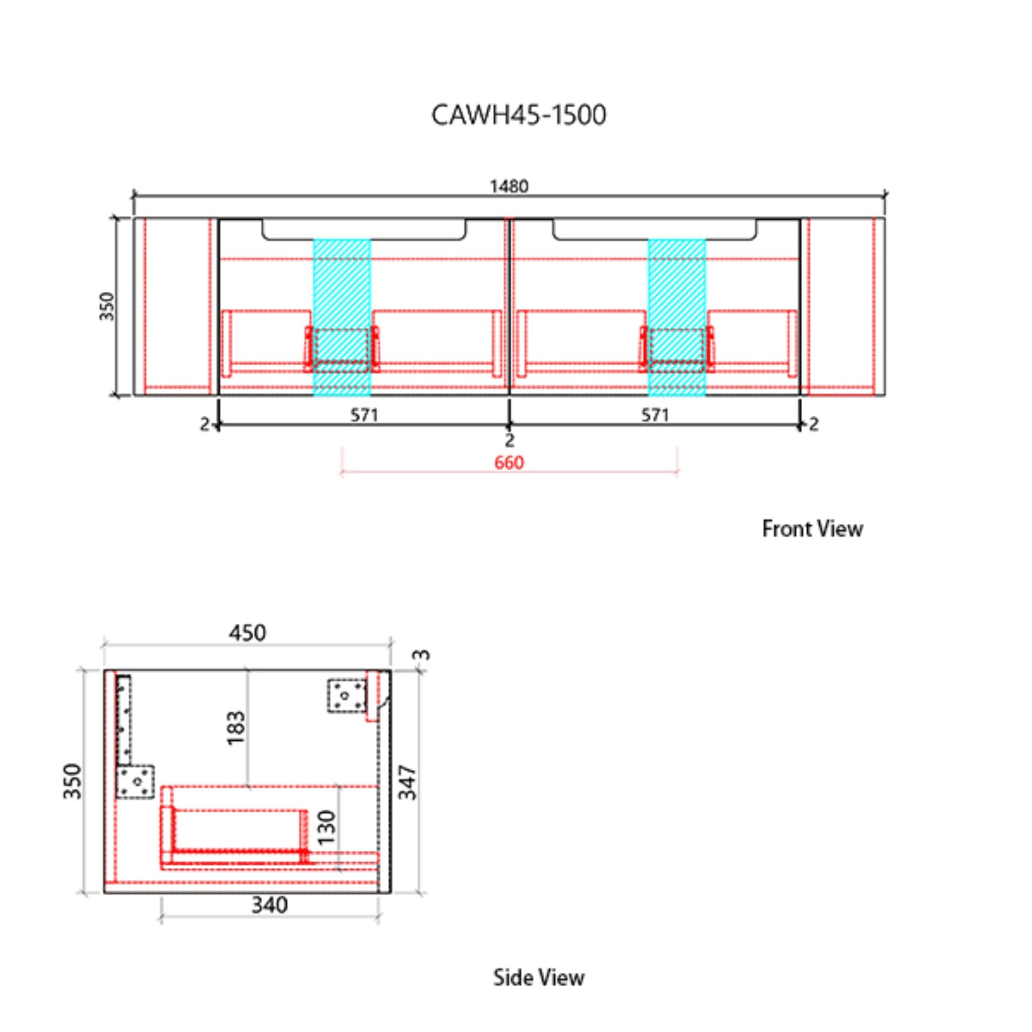 AULIC SAVIO MATTE WHITE 1500MM DOUBLE BOWL WALL HUNG VANITY
