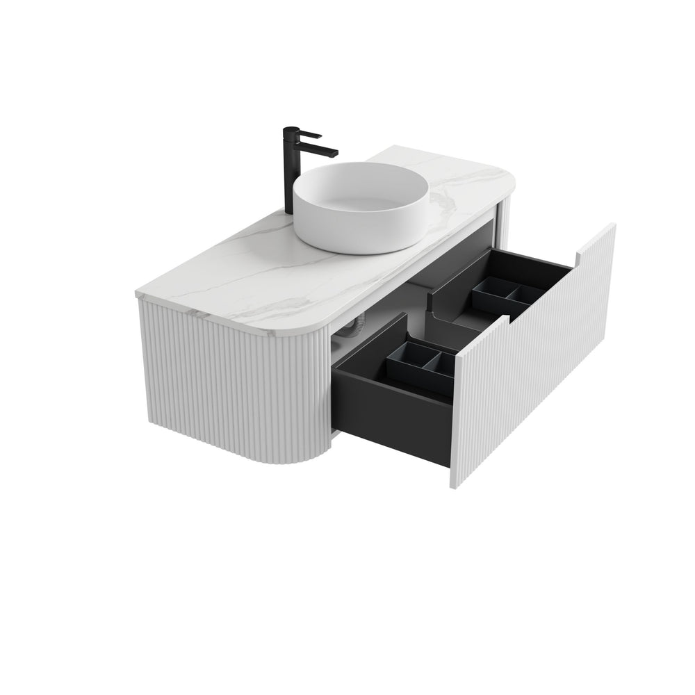AULIC SAVIO MATTE WHITE 900MM SINGLE BOWL WALL HUNG VANITY