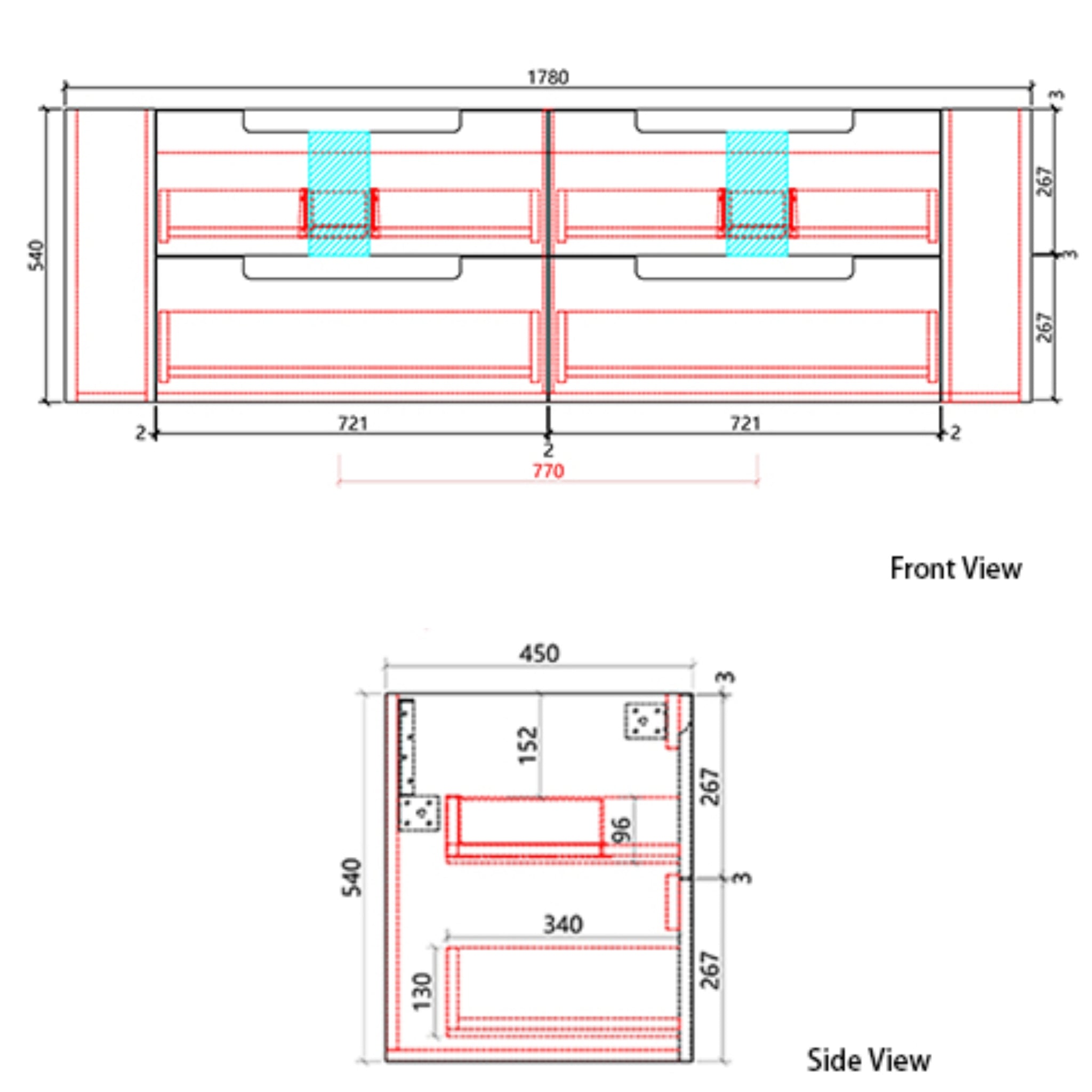 AULIC CURVA MATTE WHITE 1800MM CURVE DOUBLE BOWL WALL HUNG VANITY