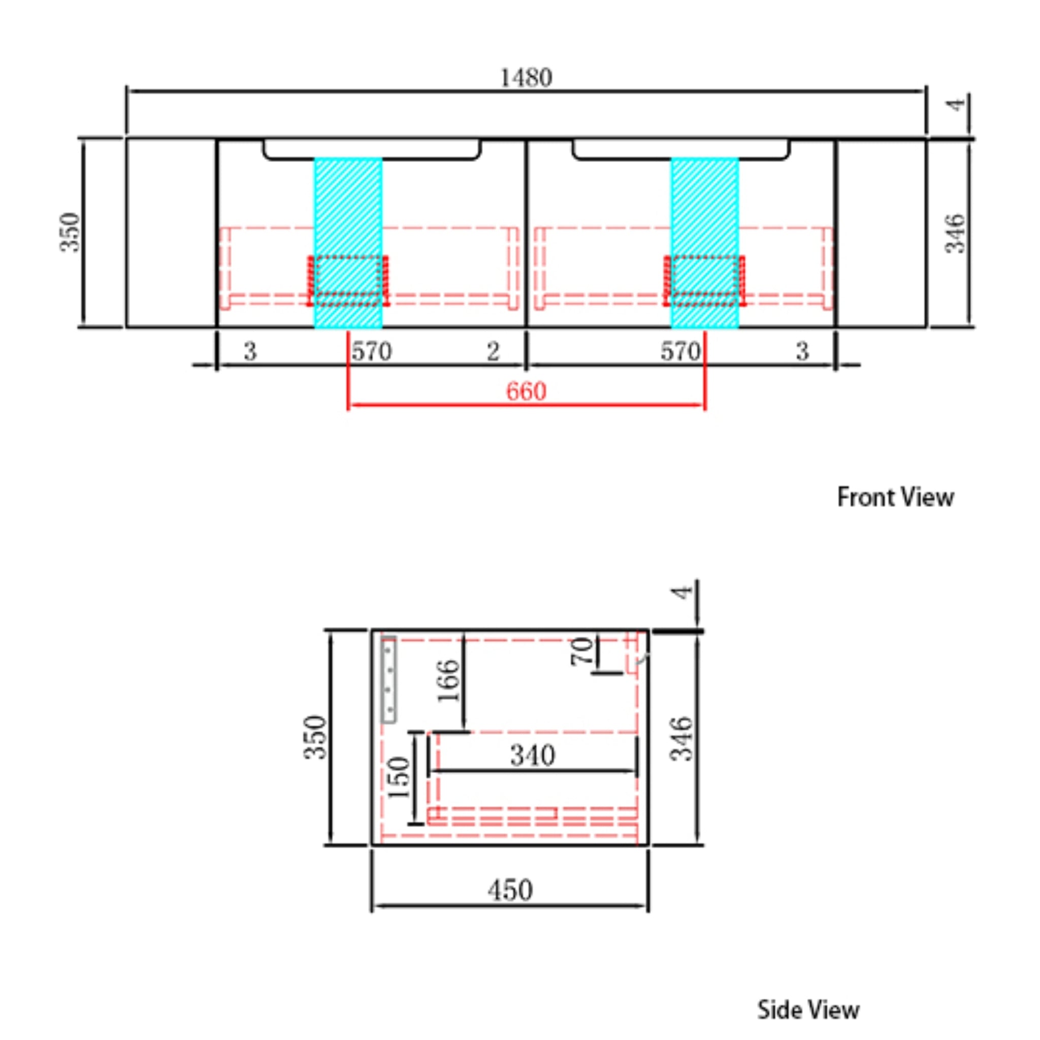AULIC CARITA NATURAL TIMBER 1500MM DOUBLE BOWL WALL HUNG VANITY