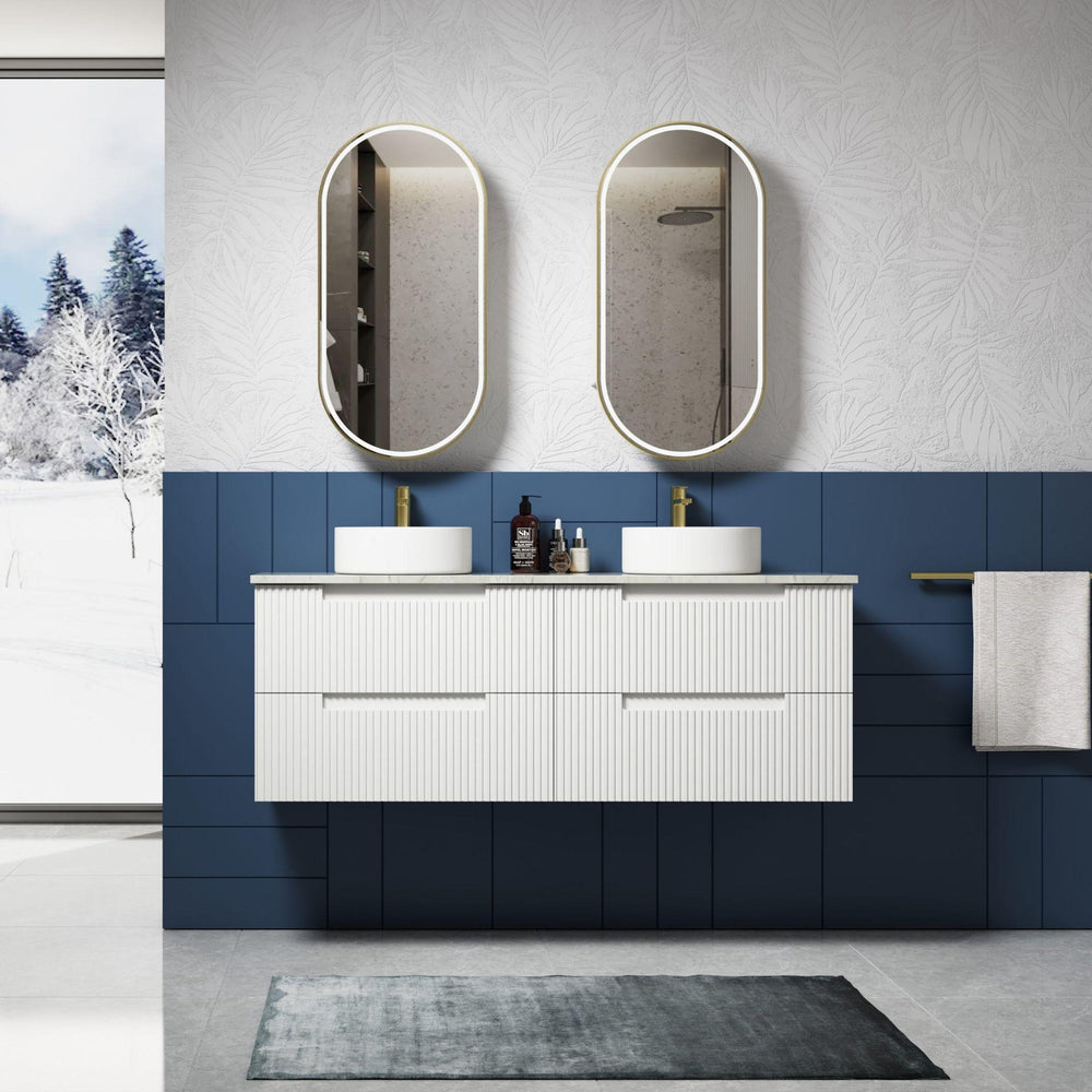 AULIC NEVA MATTE WHITE 1500MM DOUBLE BOWL WALL HUNG VANITY