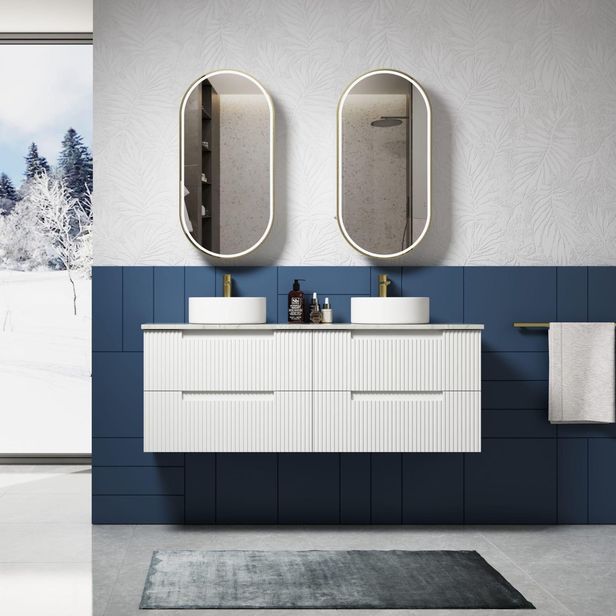 AULIC NEVA MATTE WHITE 1500MM DOUBLE BOWL WALL HUNG VANITY