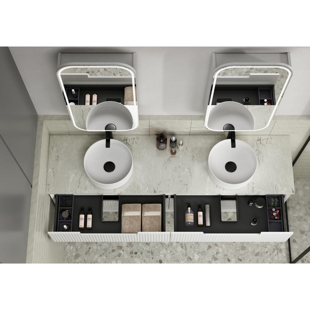 AULIC FLAUTO MATTE WHITE 1500MM DOUBLE BOWL WALL HUNG VANITY