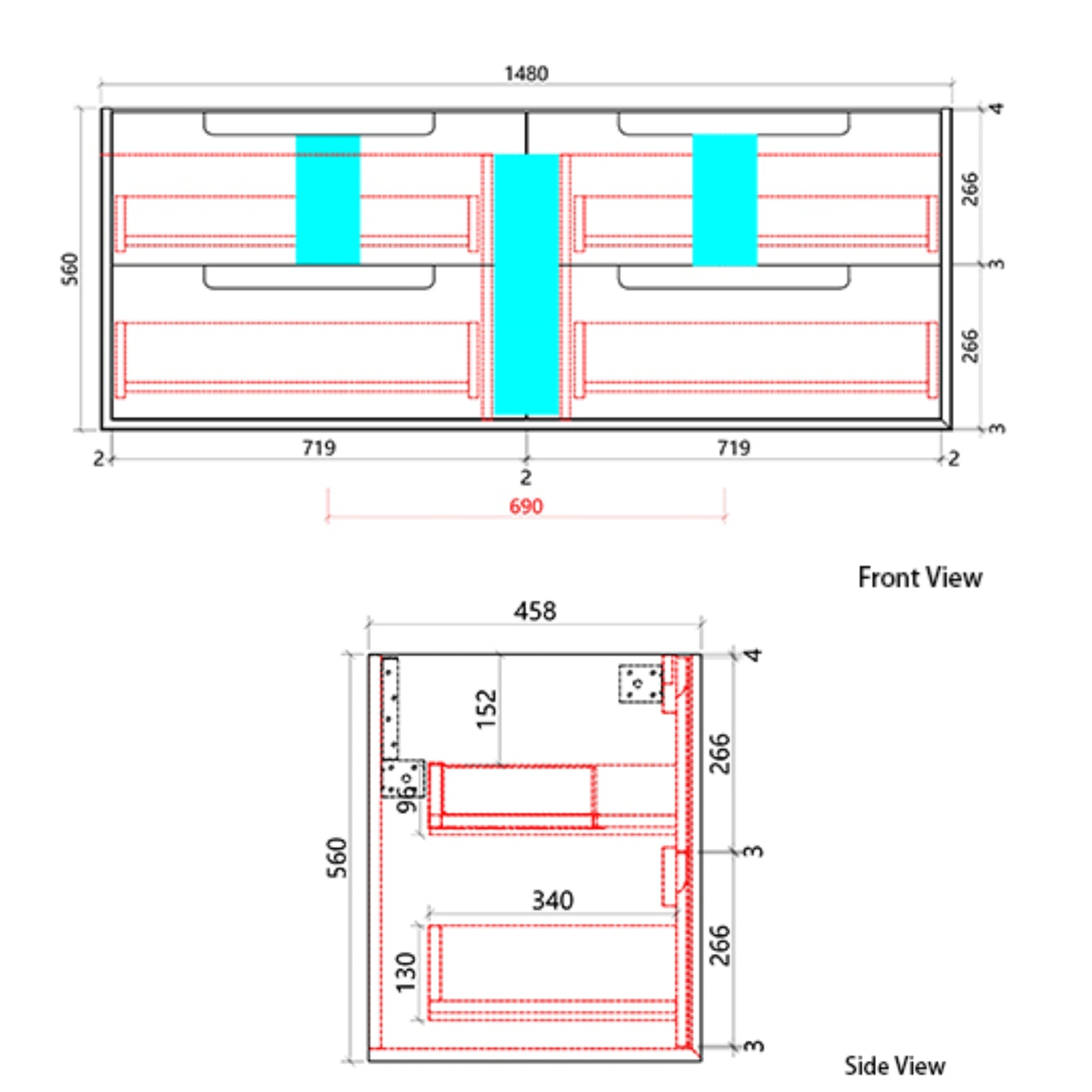 AULIC FLAUTO MATTE WHITE 1500MM DOUBLE BOWL WALL HUNG VANITY
