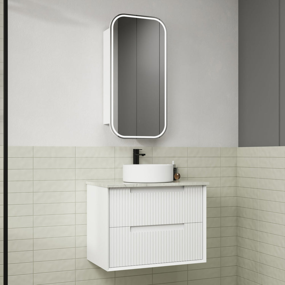 AULIC FLAUTO MATTE WHITE 750MM SINGLE BOWL WALL HUNG VANITY