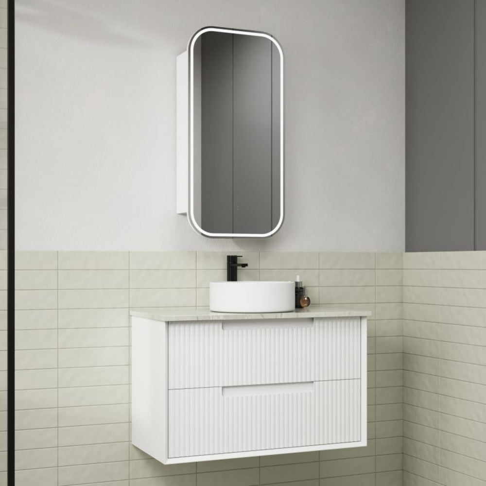 AULIC FLAUTO MATTE WHITE 900MM SINGLE BOWL WALL HUNG VANITY