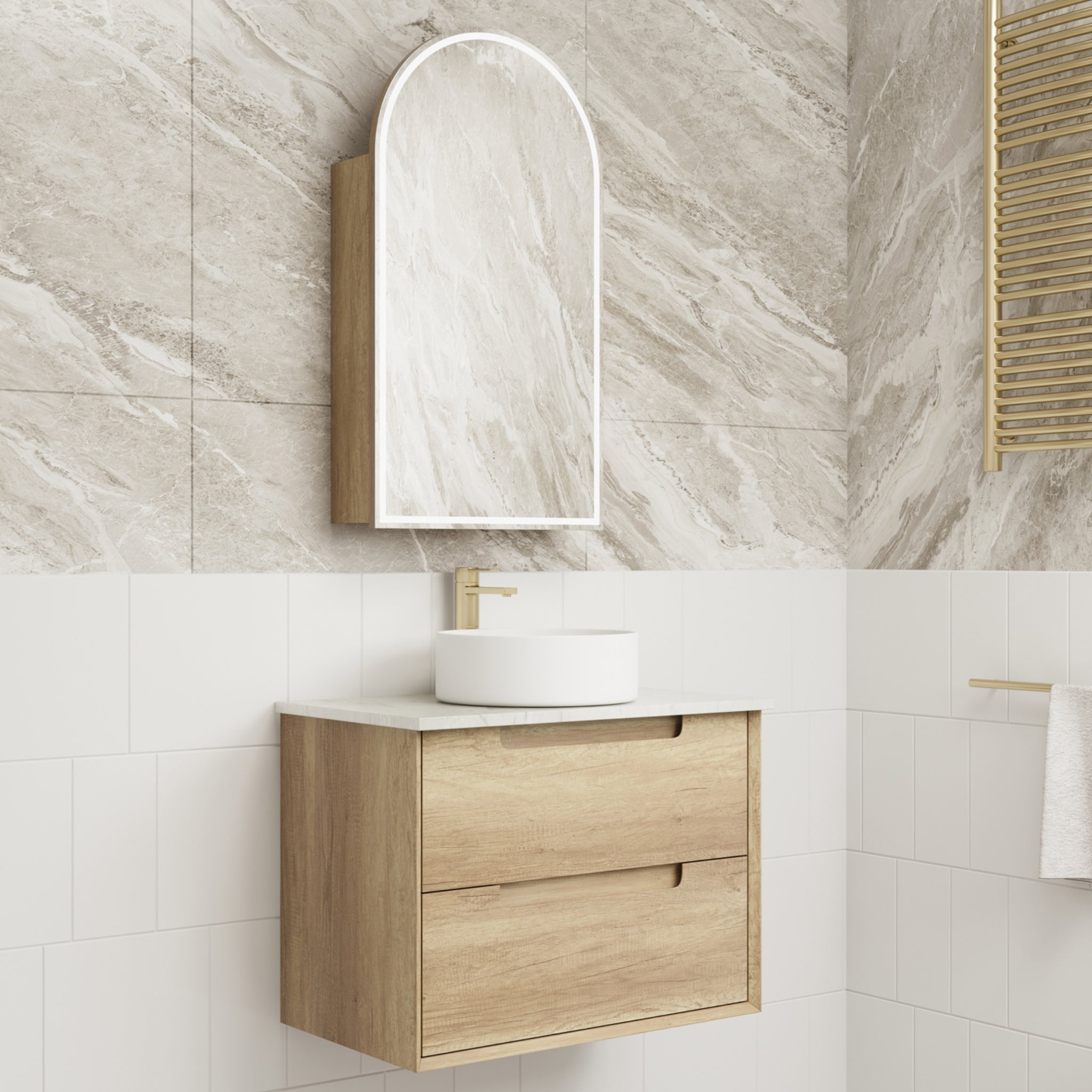 AULIC MORENO NATURAL TIMBER 750MM SINGLE BOWL WALL HUNG VANITY