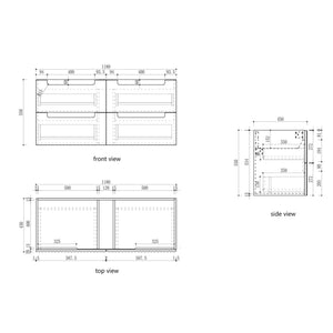 AULIC LOVINA TIER HARVEST OAK 1200MM SINGLE BOWL WALL HUNG VANITY
