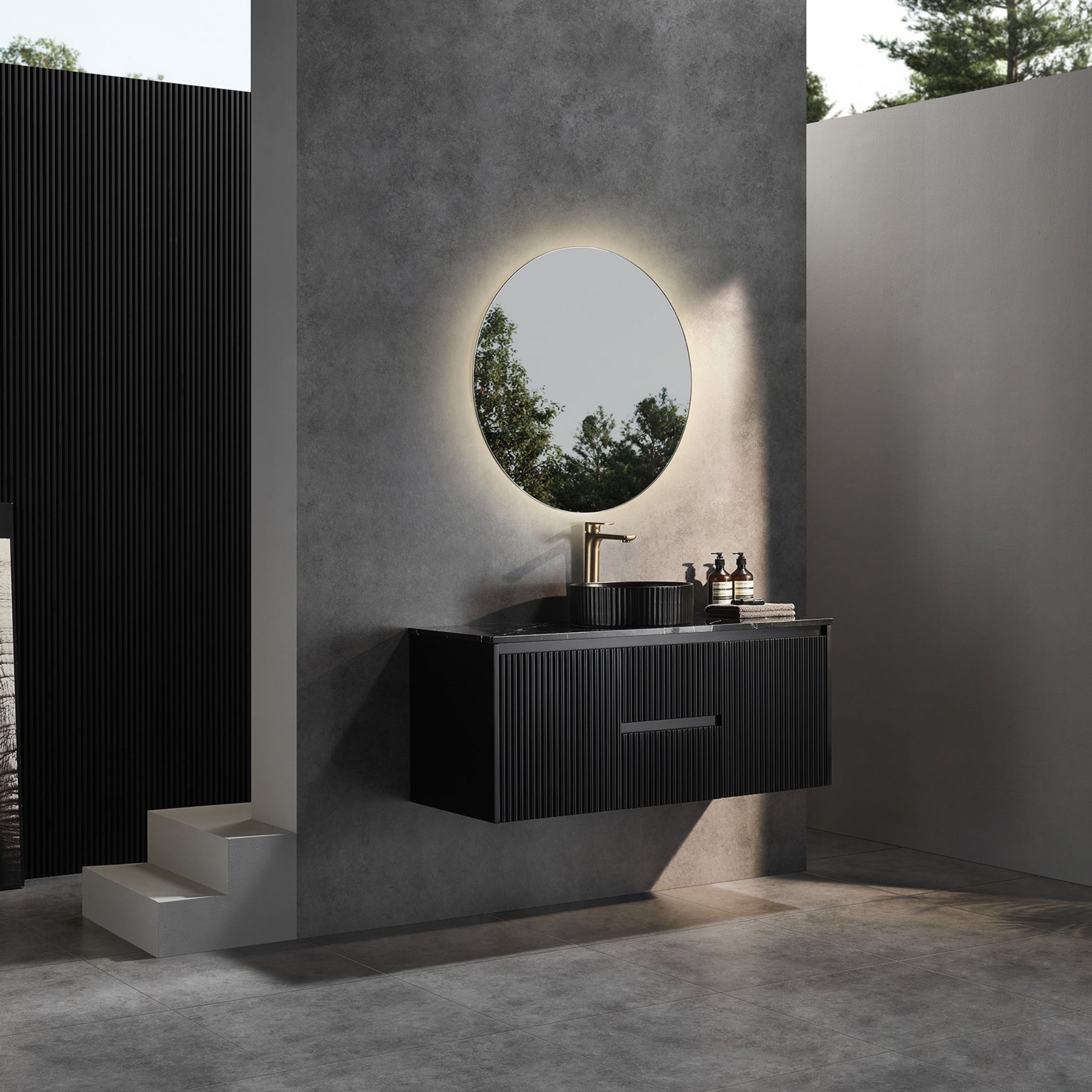 CETO BRINDABELLA MATTE BLACK 1200MM SINGLE BOWL WALL HUNG VANITY