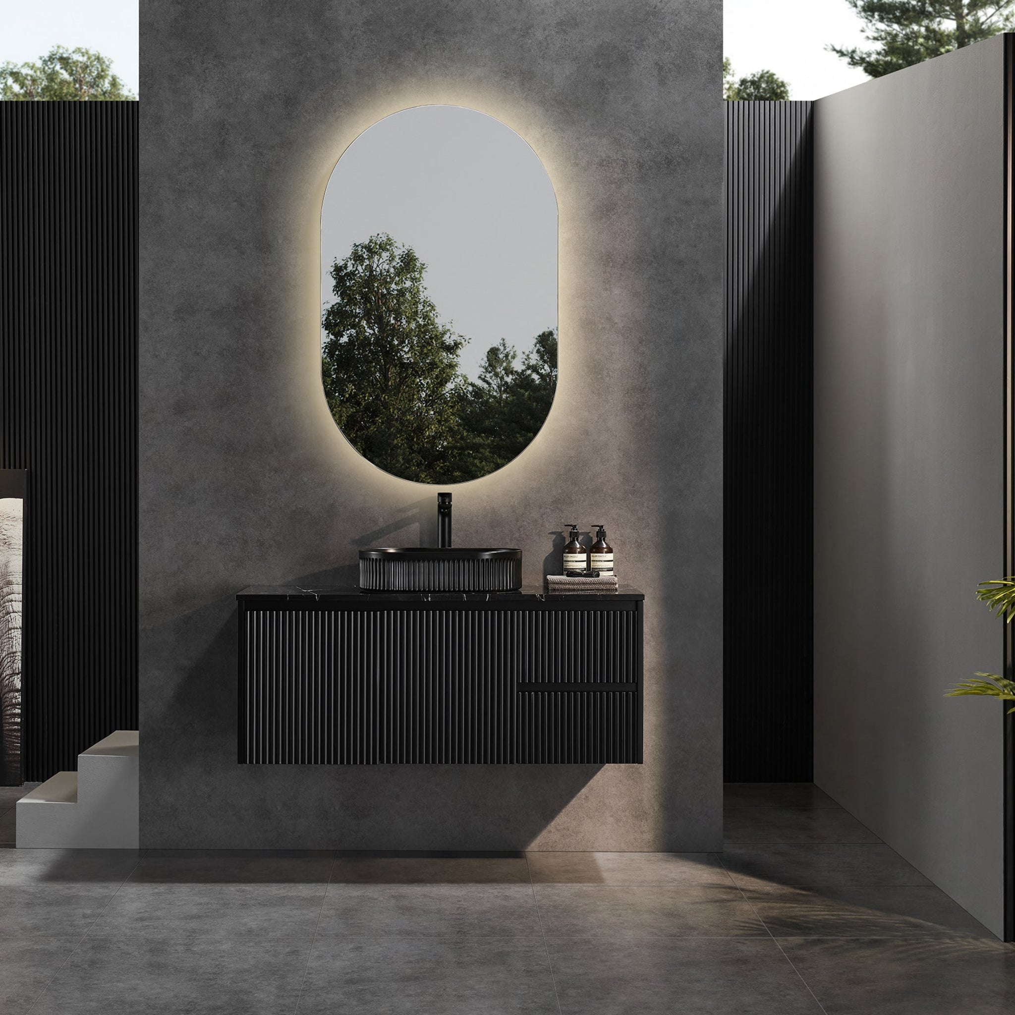 CETO BRINDABELLA MATTE BLACK 1200MM SINGLE BOWL WALL HUNG VANITY