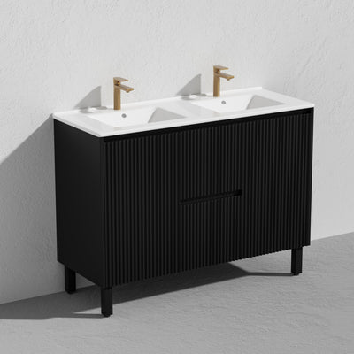 CETO BRIGHTON MATTE BLACK 1200MM DOUBLE BOWL FLOOR STANDING VANITY