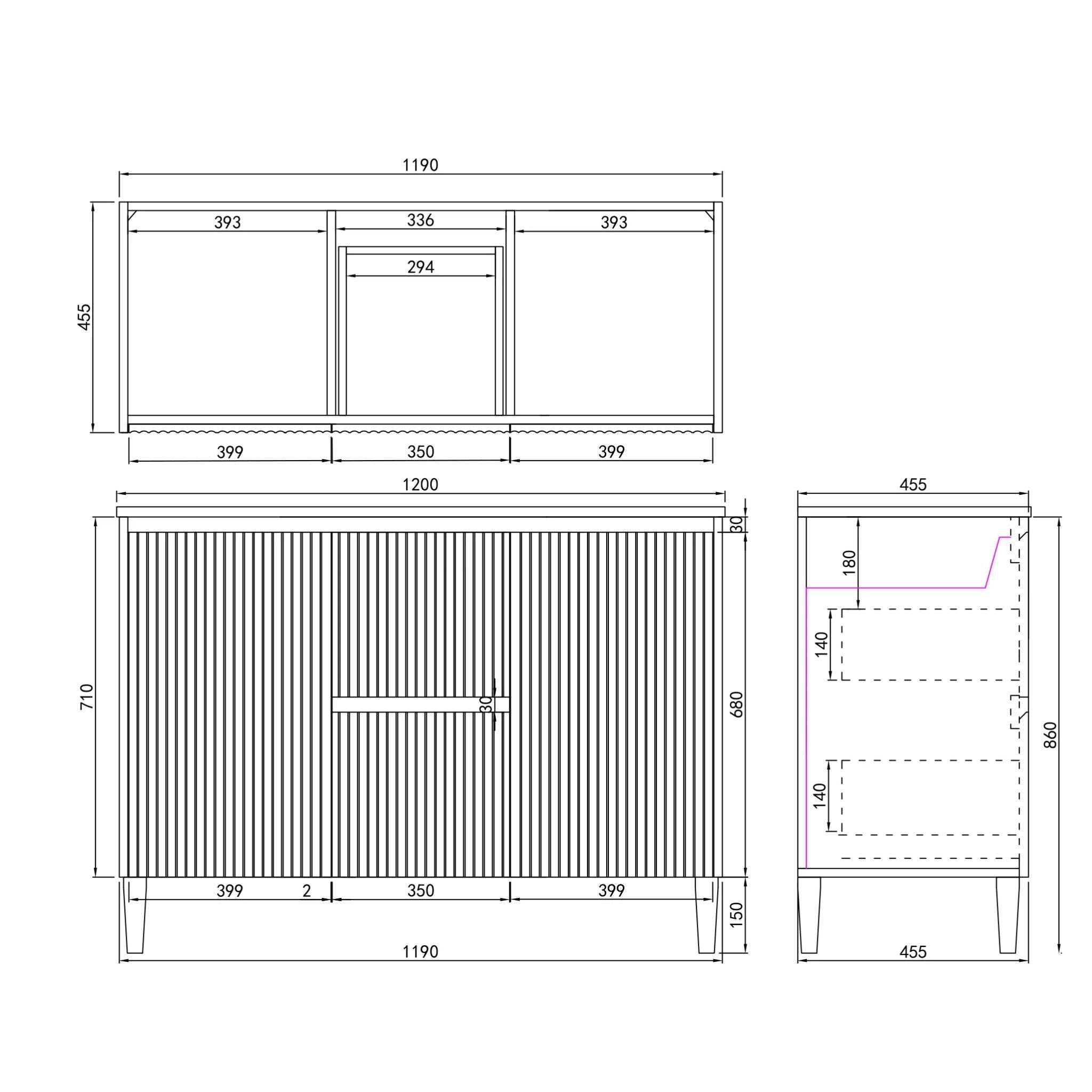 CETO BRIGHTON MATTE BLACK 1200MM DOUBLE BOWL FLOOR STANDING VANITY