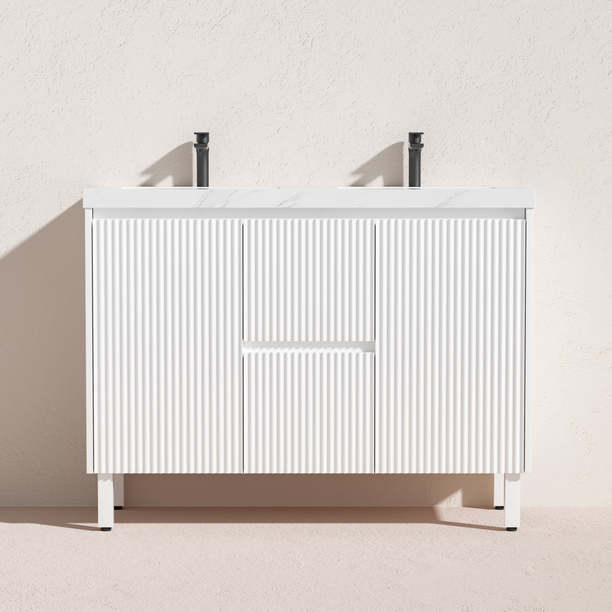 CETO BRIGHTON MATTE WHITE 1200MM DOUBLE BOWL FLOOR STANDING VANITY