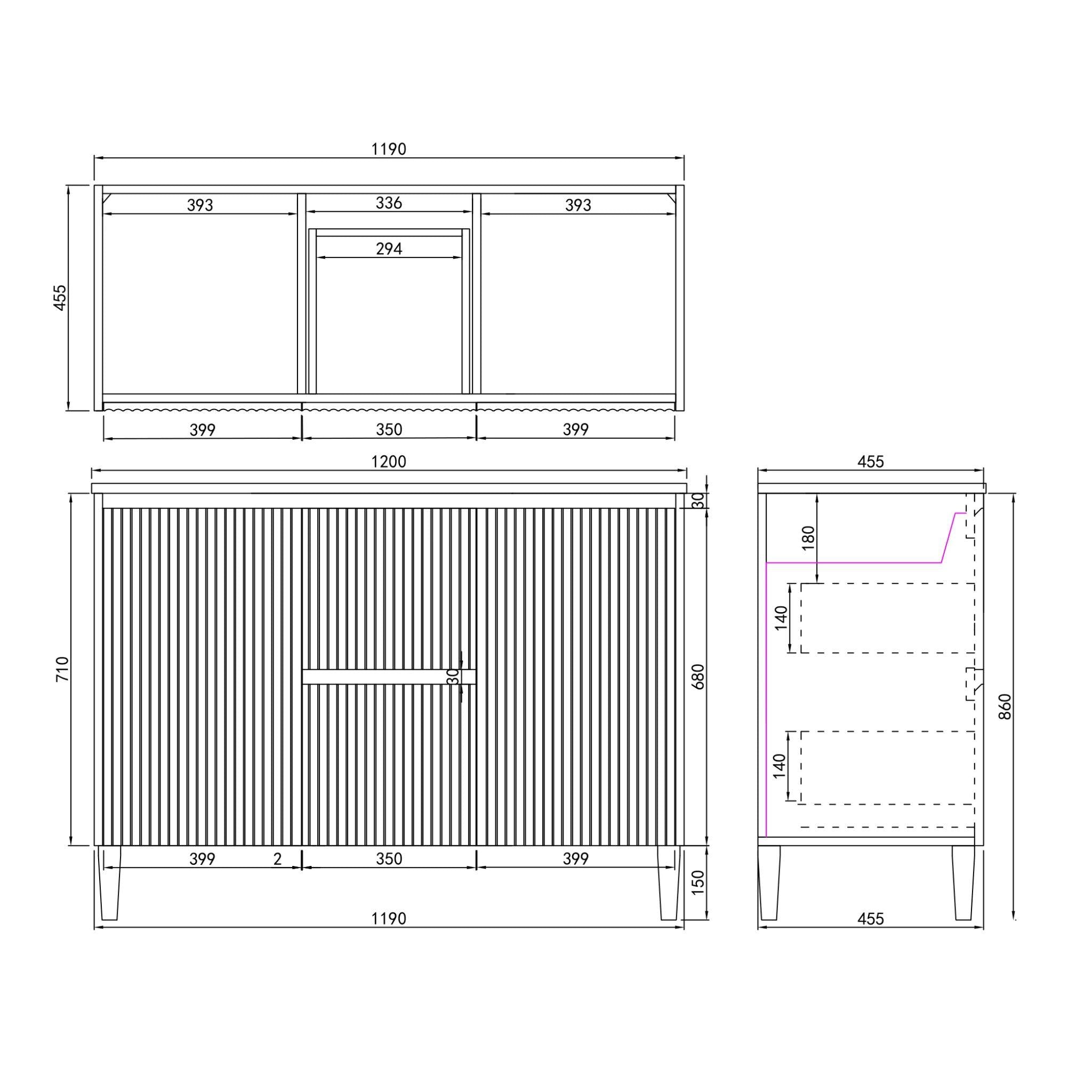 CETO BRIGHTON MATTE WHITE 1200MM DOUBLE BOWL FLOOR STANDING VANITY