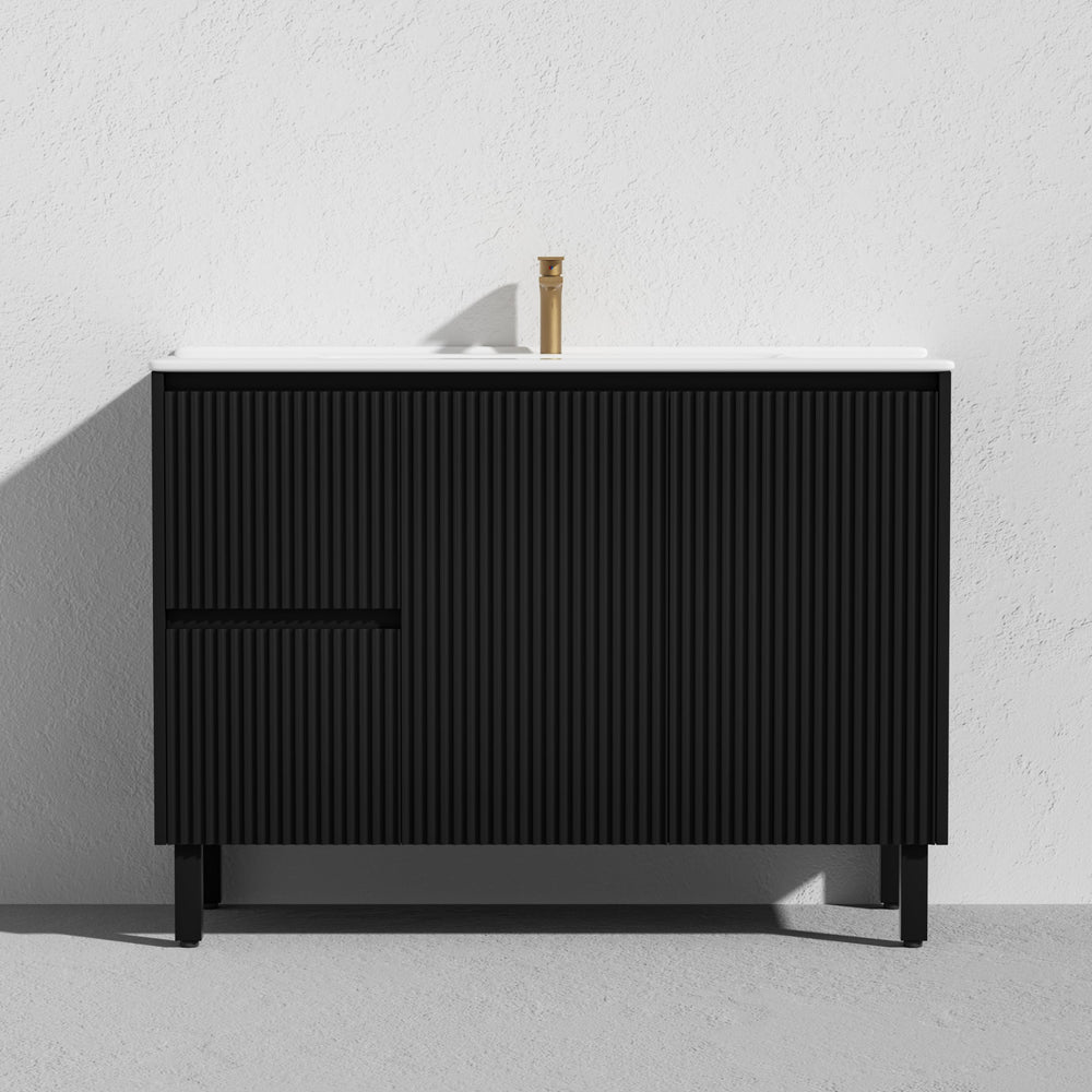 CETO BRIGHTON MATTE BLACK 1200MM SINGLE BOWL FLOOR STANDING VANITY (AVAILABLE IN LEFT AND RIGHT HAND DRAWER)